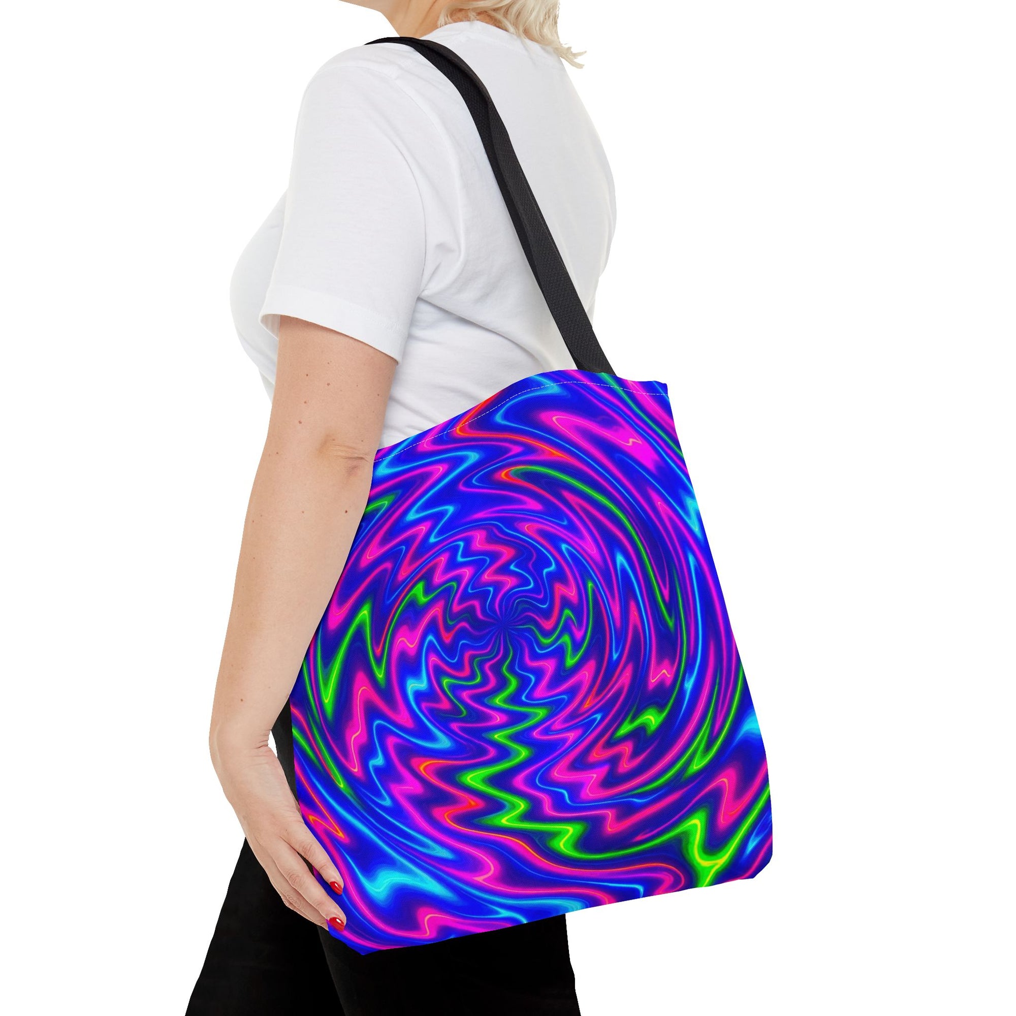 Neon Psychedelic Tote | Colorful Swirl Art Bag