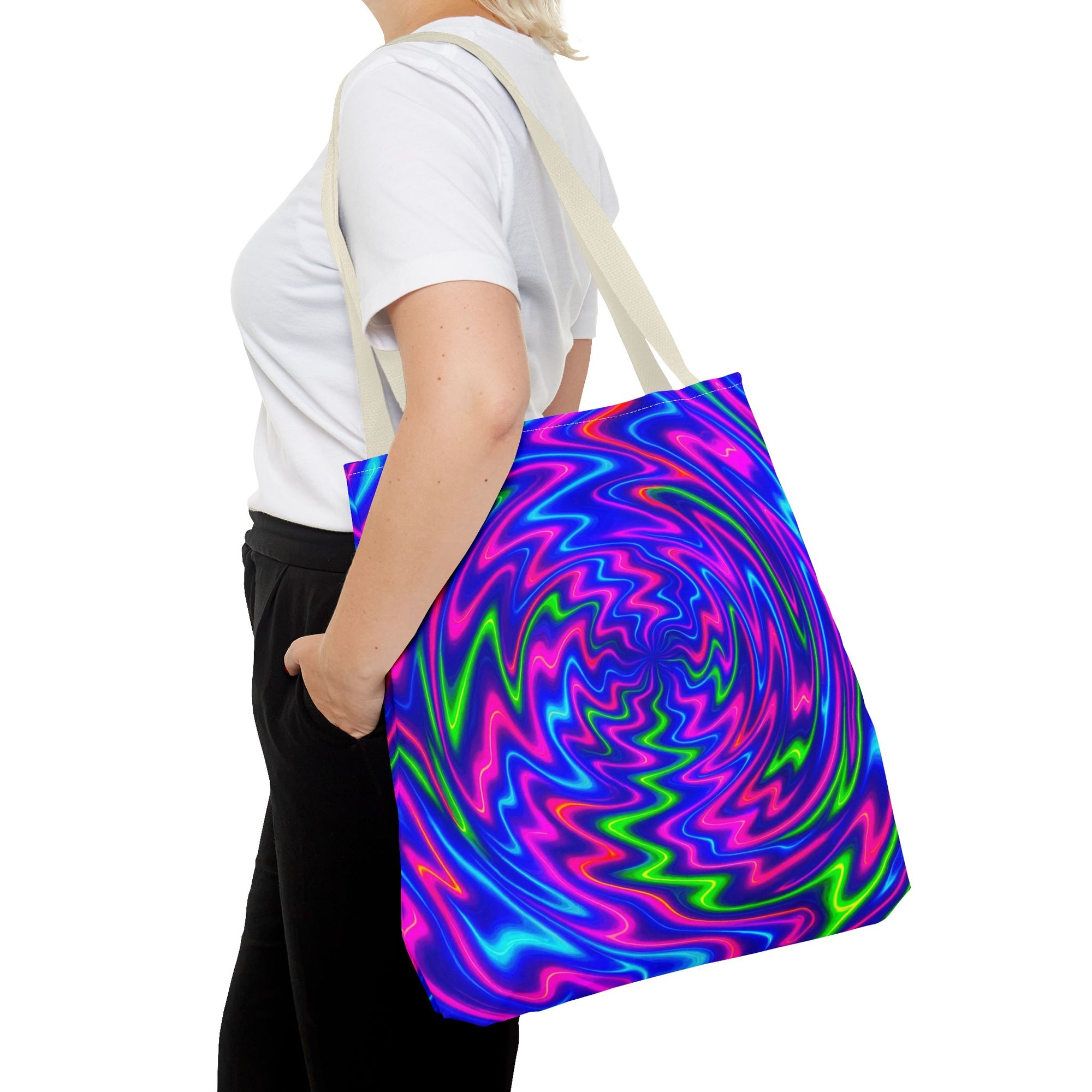 Vibrant Psychedelic Tote Bag, Boho Eco Shopping Bag, Colorful Gift Idea, Beach Bag, Art Bag, Festival Vibe