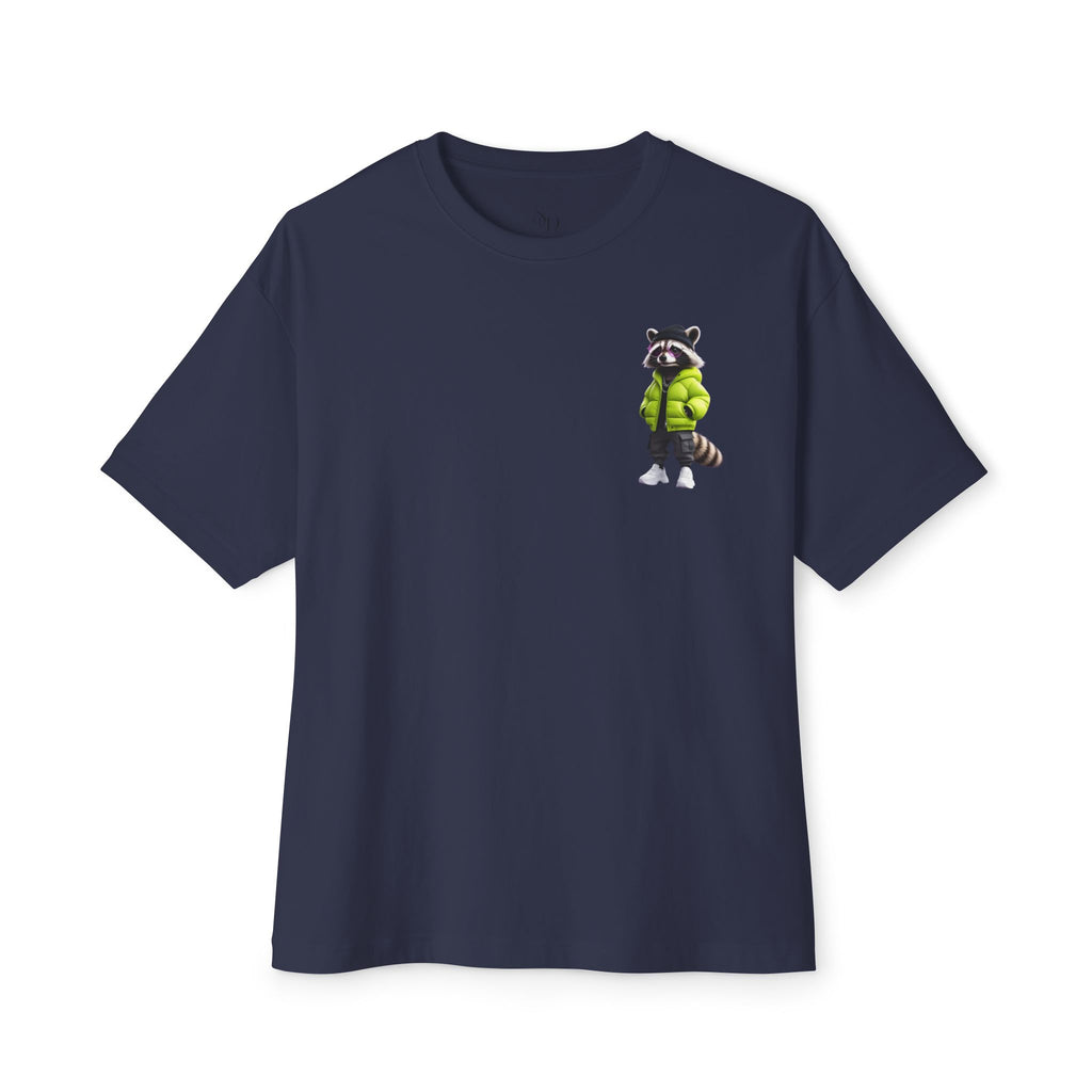 Raccoon Streetwear Tee — Cool Green Puffer Jacket Graphic Shirt