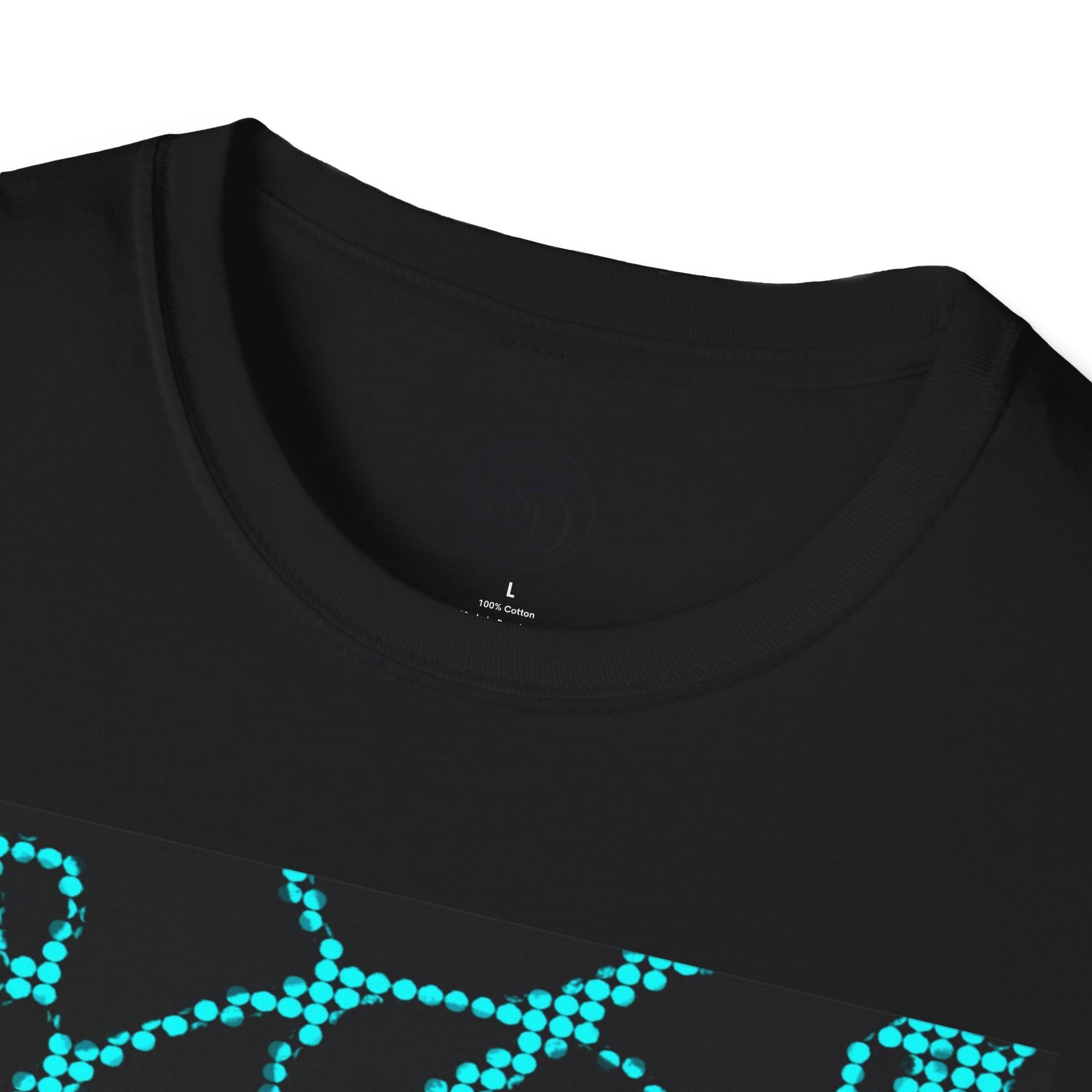 Neural Pattern T-Shirt | Black Turquoise Tech Aesthetic Tee