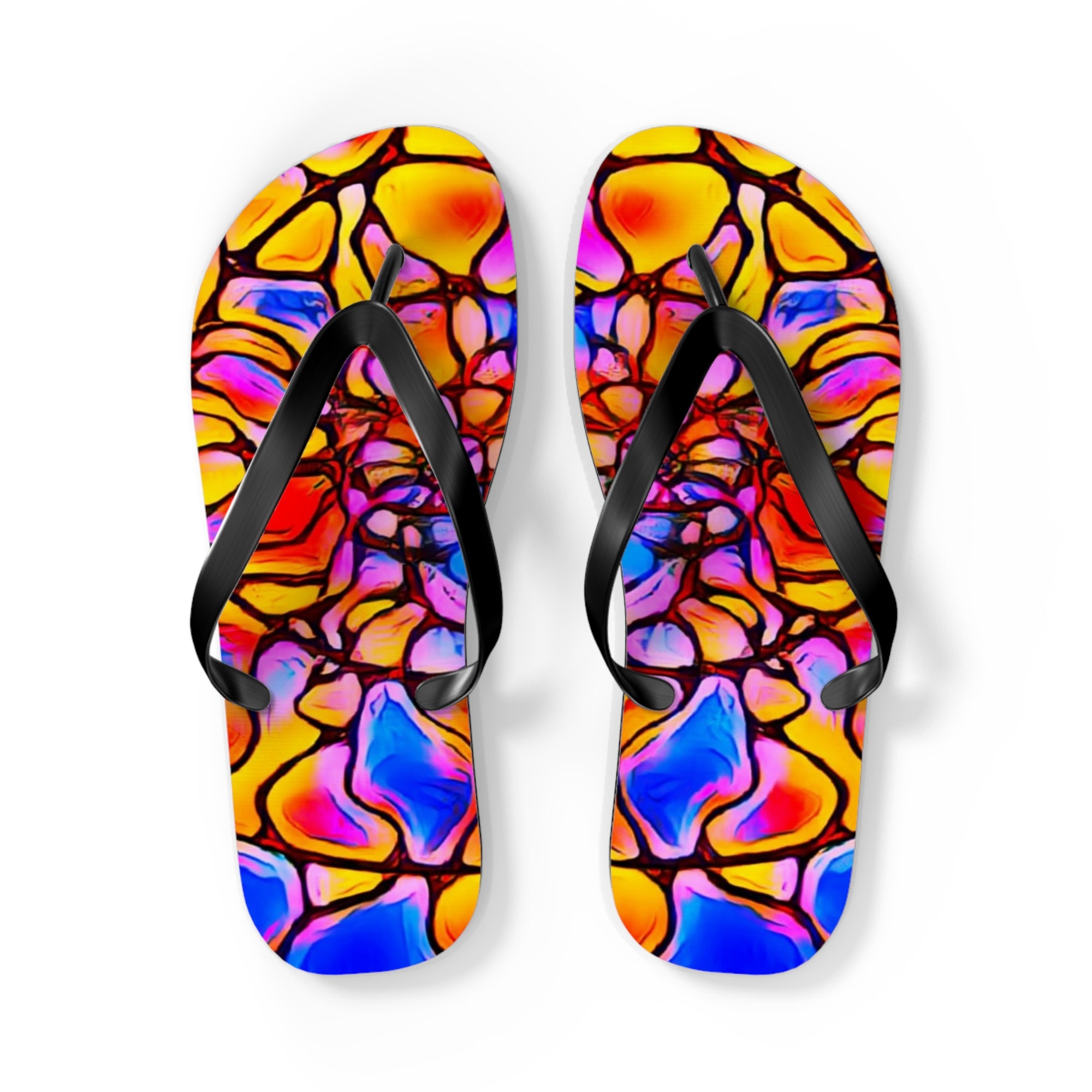 Vibrant Artistic Flip Flops | Colorful Summer Beach Sandals