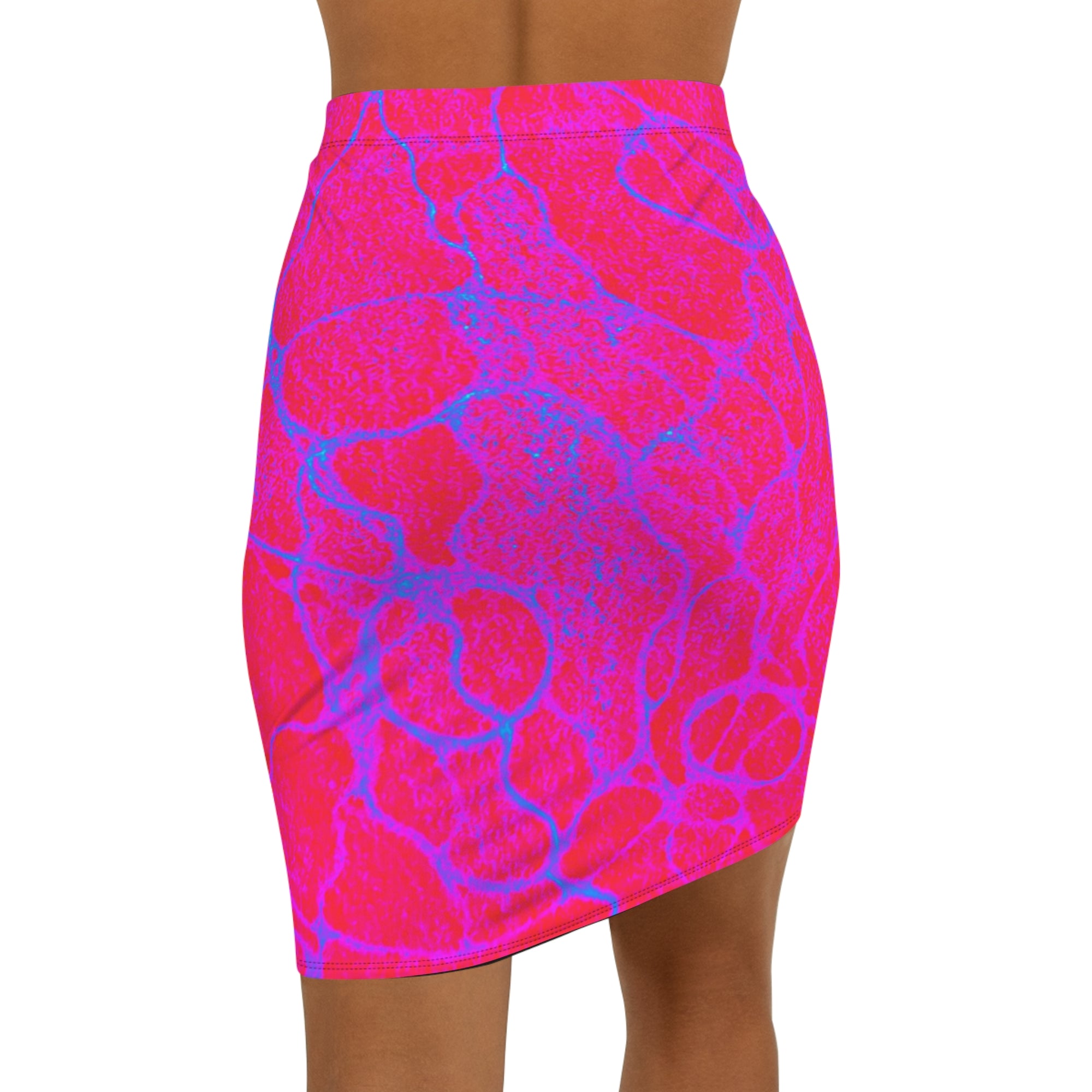Neon Pink & Blue lightning Mini Skirt | Vibrant Marble Bodycon | Bold Festival Outfit