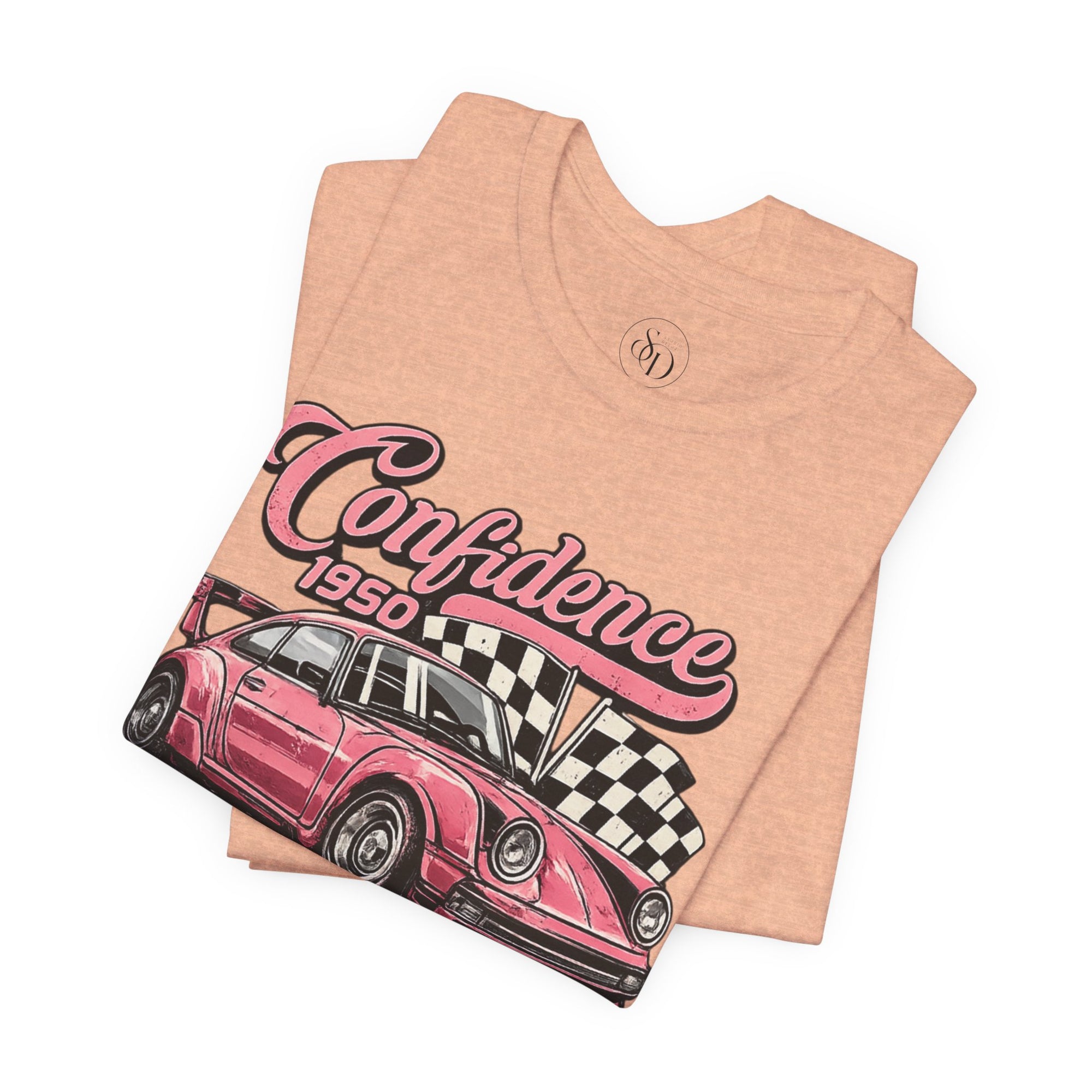 Vintage Pink Porsche 1950 Racing Tee | Confidence No Fear At All