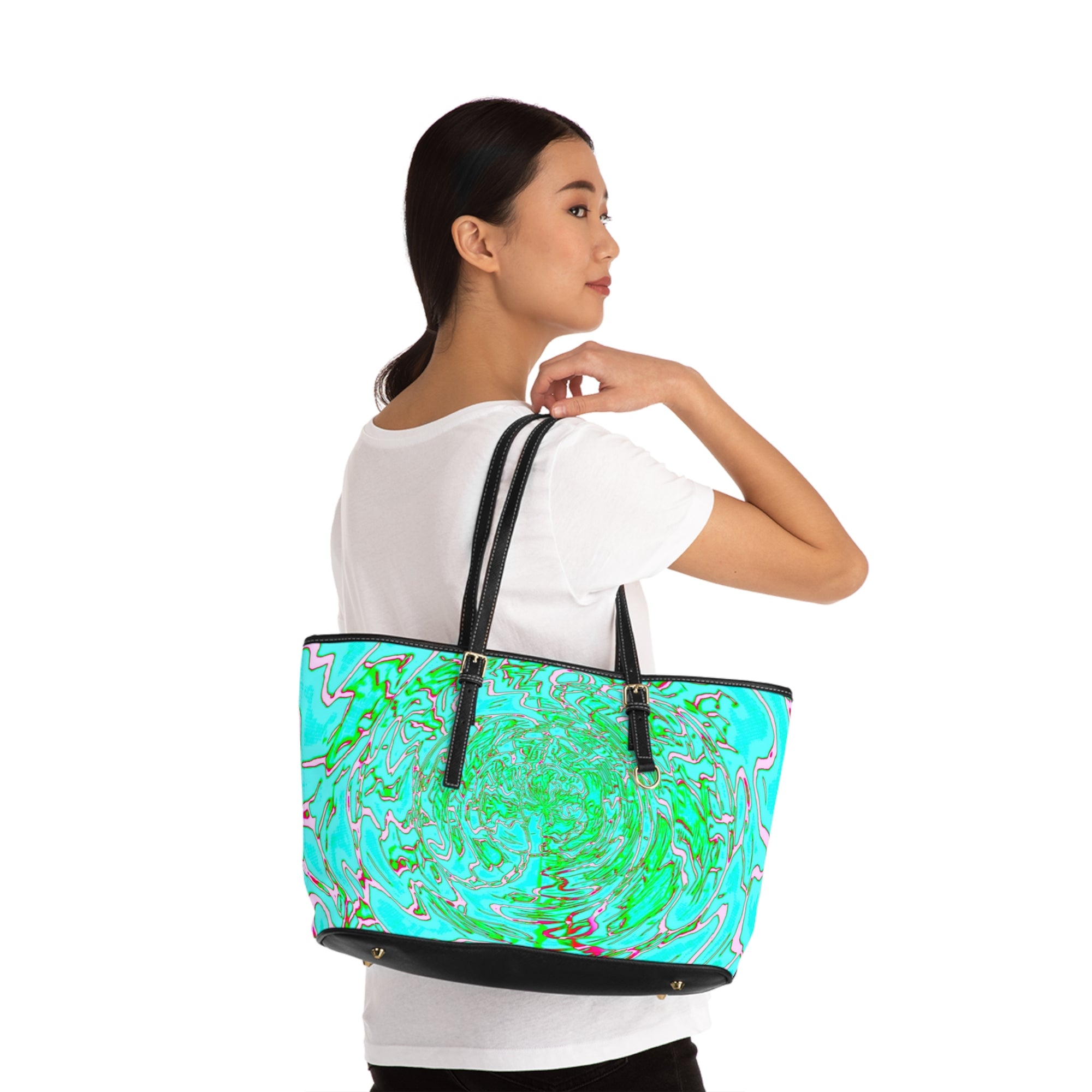 Mint Swirl Tote Bag | Abstract Marble Shoulder Bag