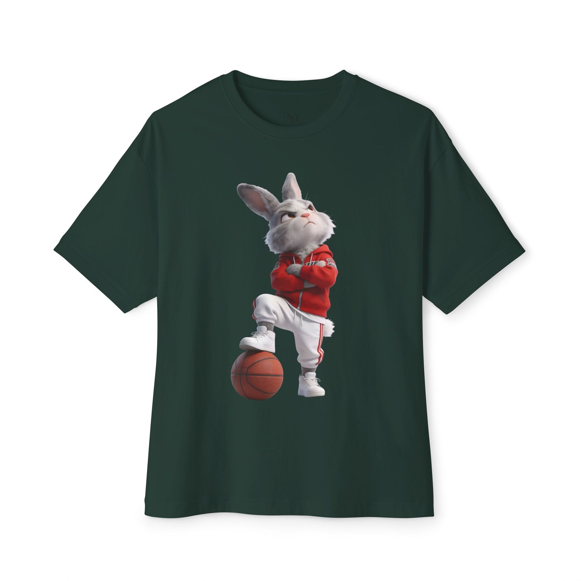 Oversized Bunny Basketball Player Graphic T-Shirt