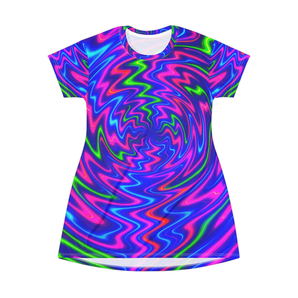 Neon Swirl T-Shirt Dress | Psychedelic Bodycon Dress | Night Out Outfit