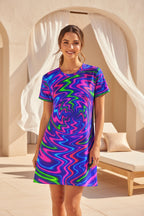 Neon Swirl T-Shirt Dress | Psychedelic Bodycon Dress | Night Out Outfit