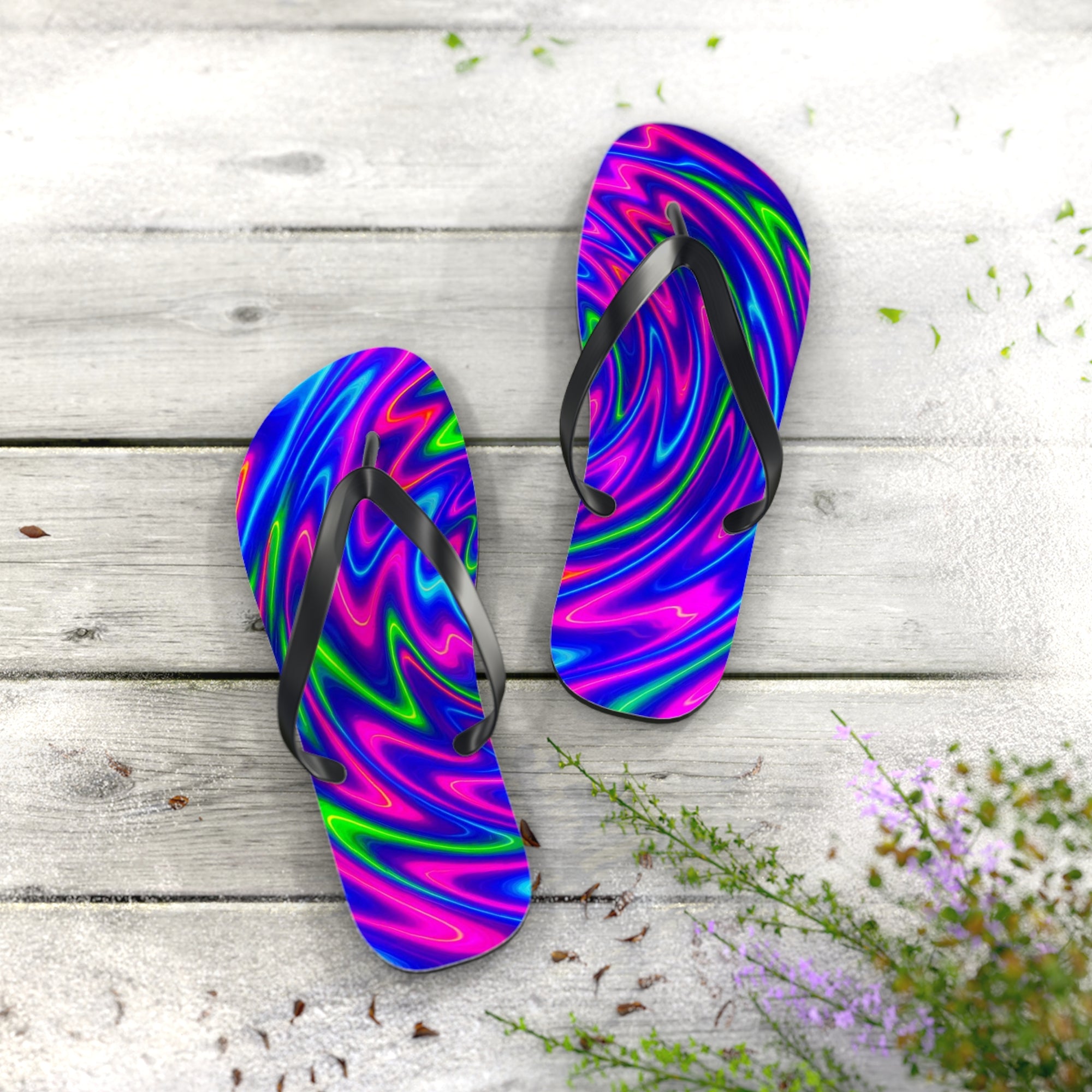 Vibrant Tie-Dye Flip Flops | Colorful Summer Beachwear