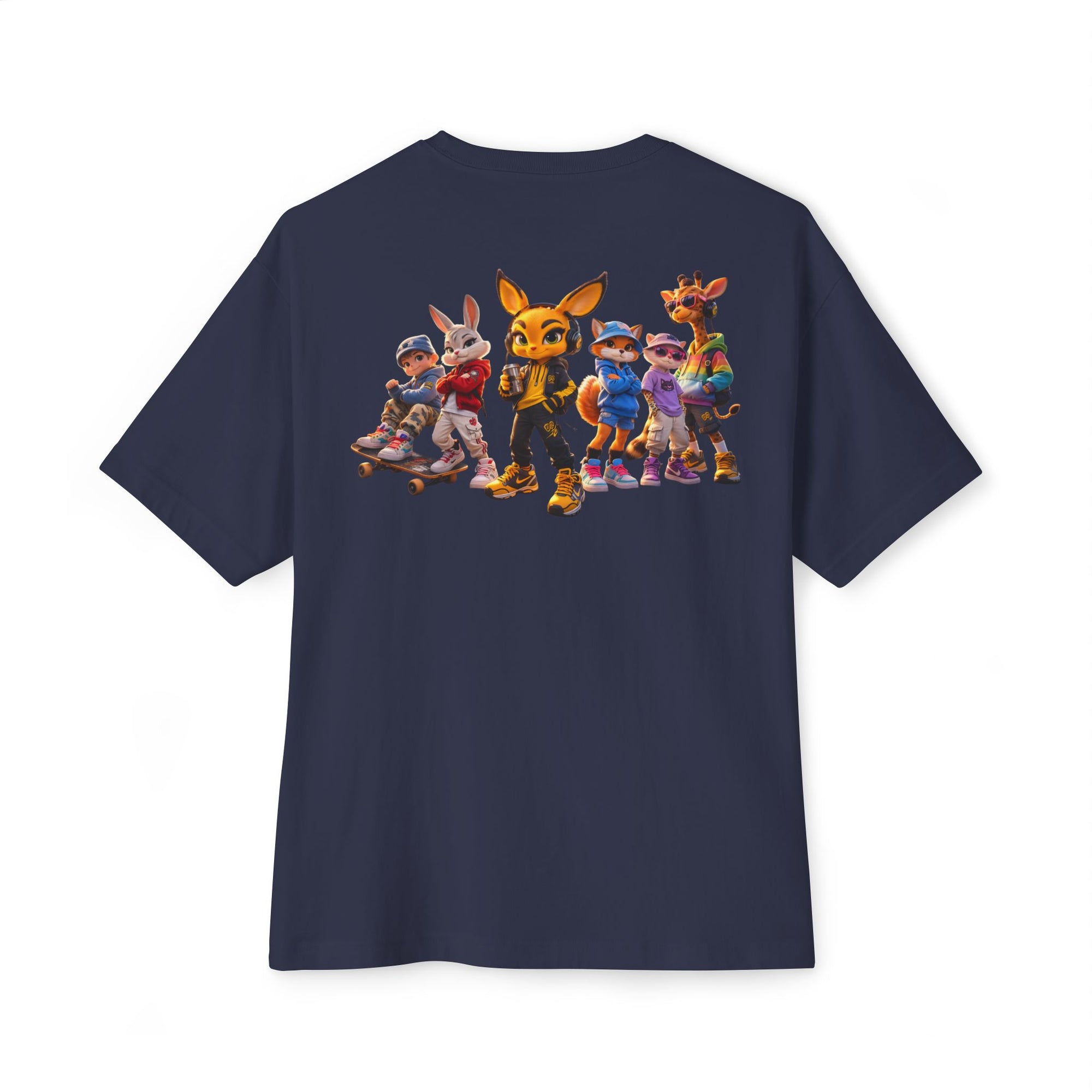 Anthropomorphic Street Crew Tee — Cartoon Fox & Friends Graphic T‑Shirt