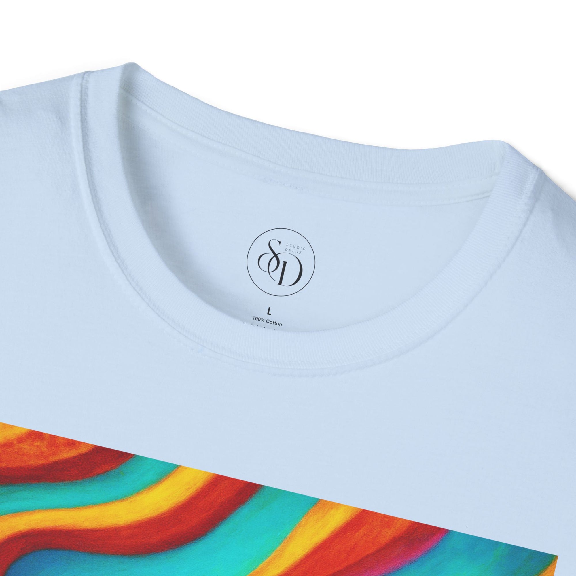 Psychedelic Rainbow Wave T-Shirt | Vibrant Neuro-Art Unisex Tee