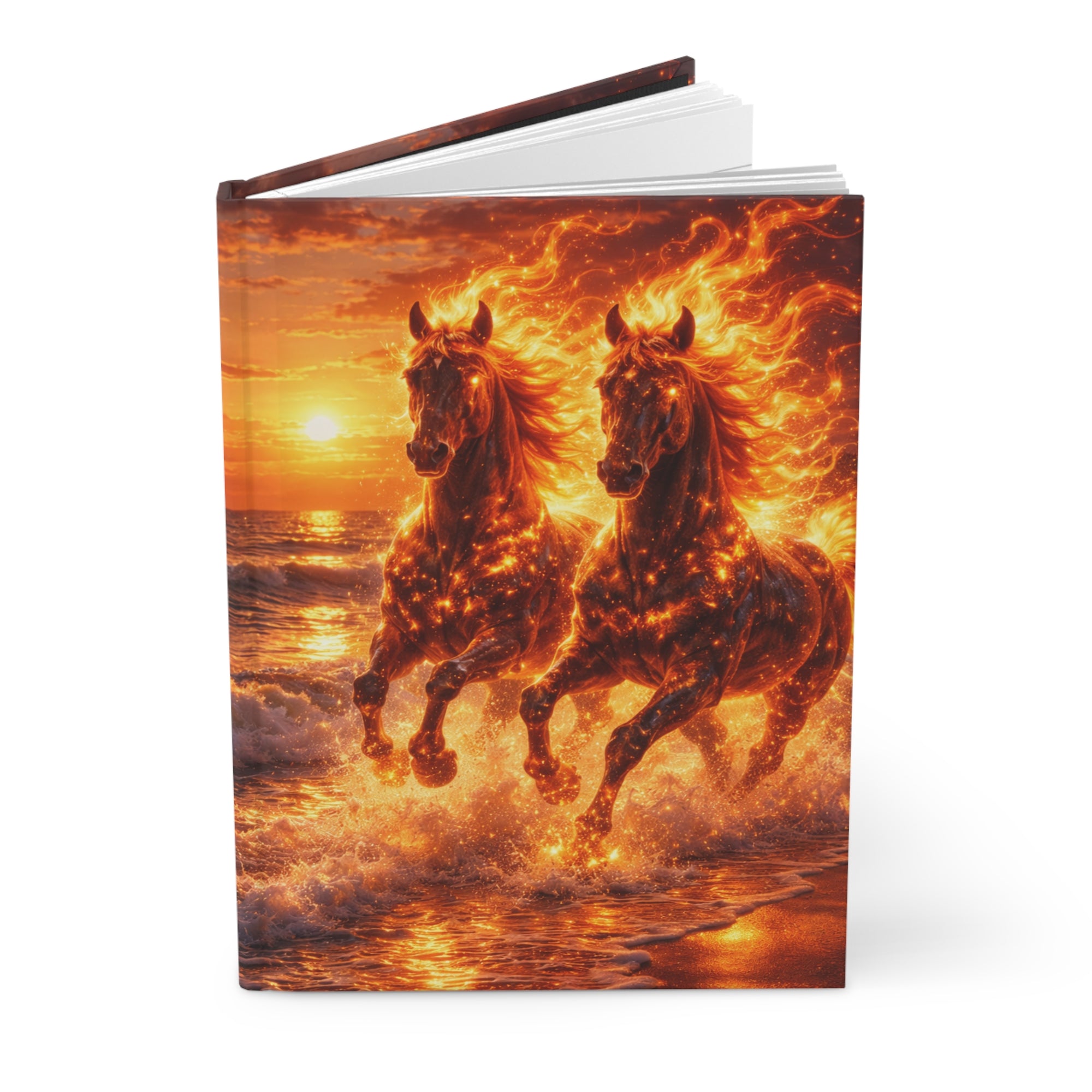 Twin Fire Horses Notebook | Fantasy Flame Journal Hardcover