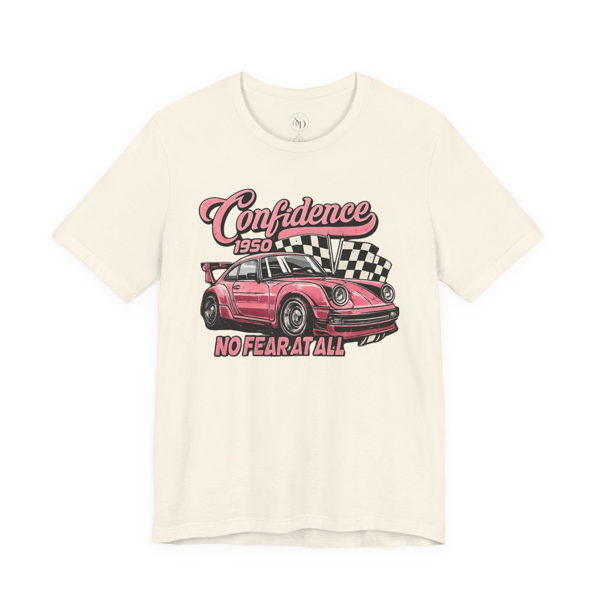 Vintage Pink Porsche 1950 Racing Tee | Confidence No Fear At All