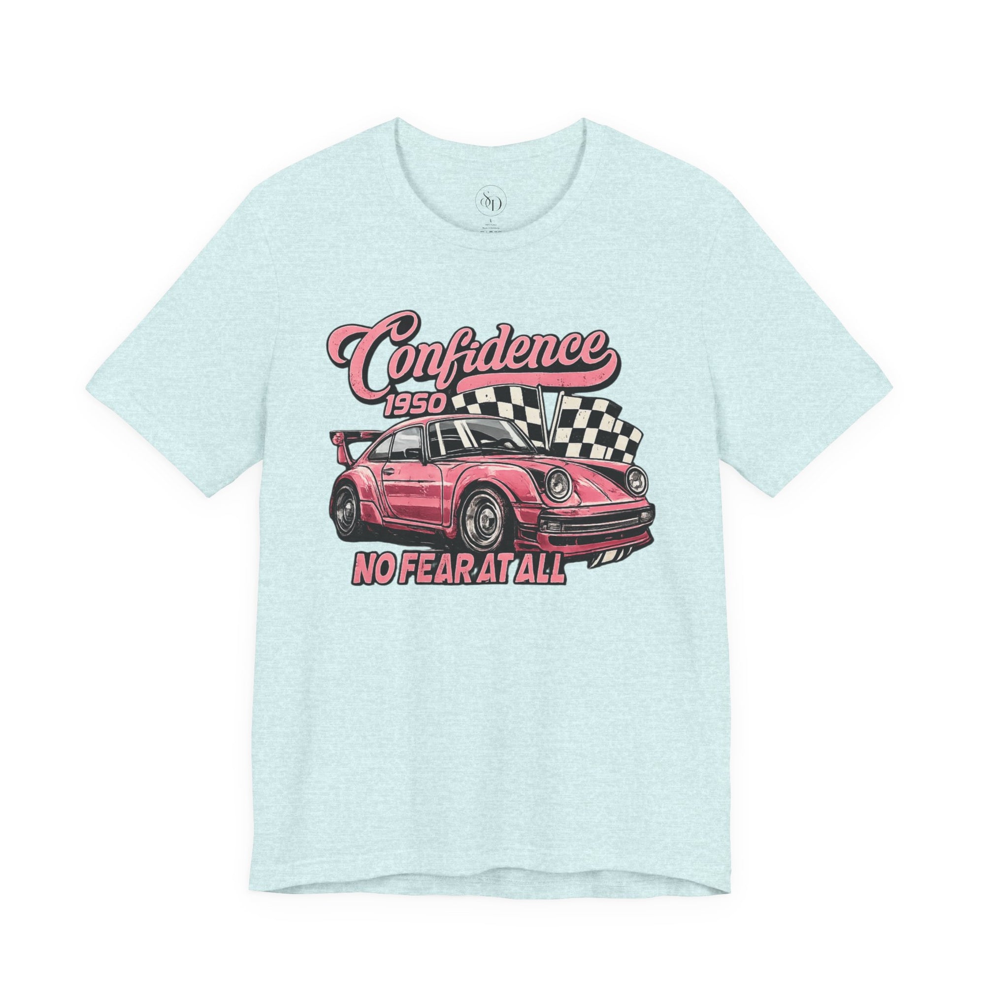 Vintage Pink Porsche 1950 Racing Tee | Confidence No Fear At All