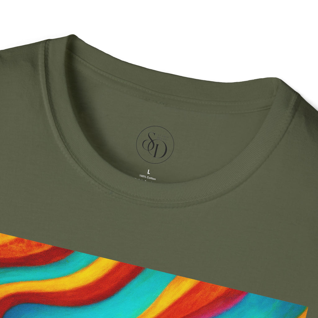 Psychedelic Rainbow Wave T-Shirt | Vibrant Neuro-Art Unisex Tee