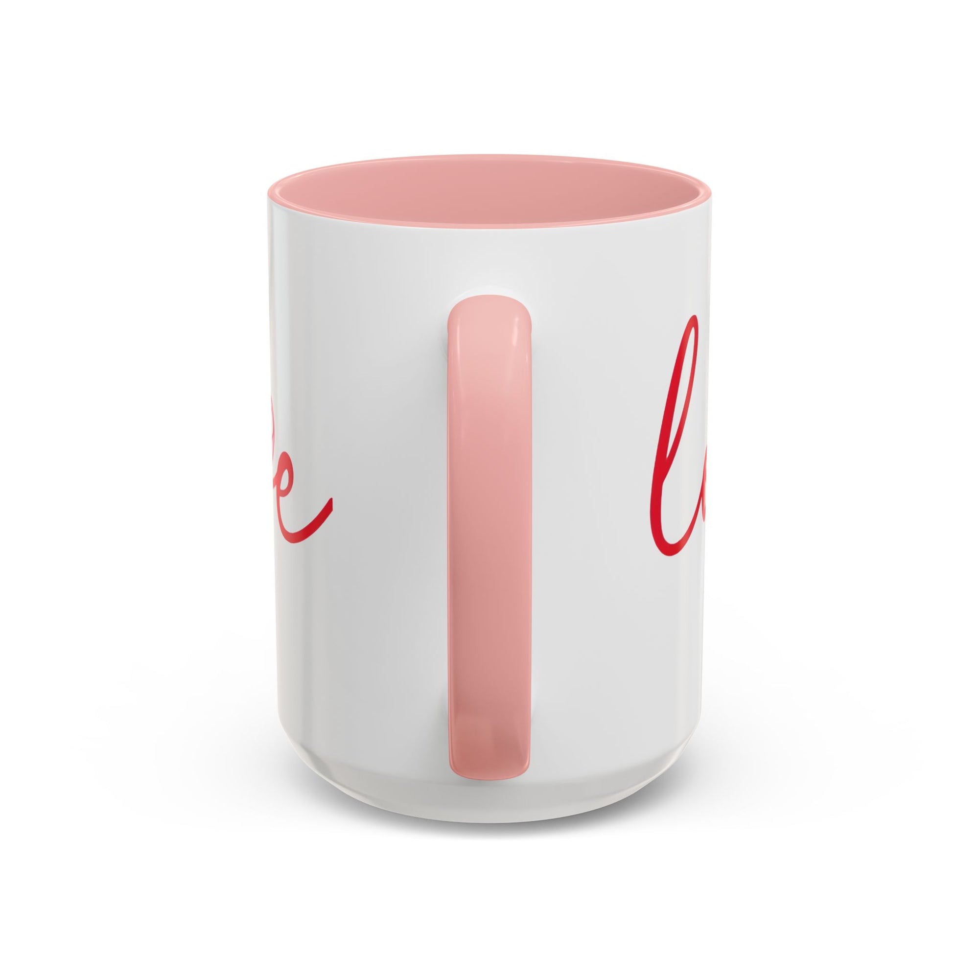 Romantic Love Mug | White Ceramic Coffee Cup with Red Bow Design, Colored Handle