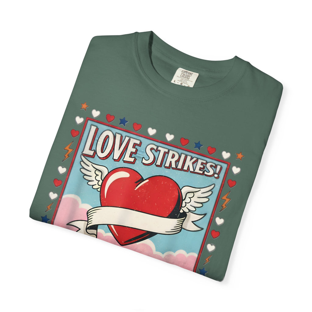 Love Strikes Cupid Heart T-Shirt | Valentine's Day Retro Graphic