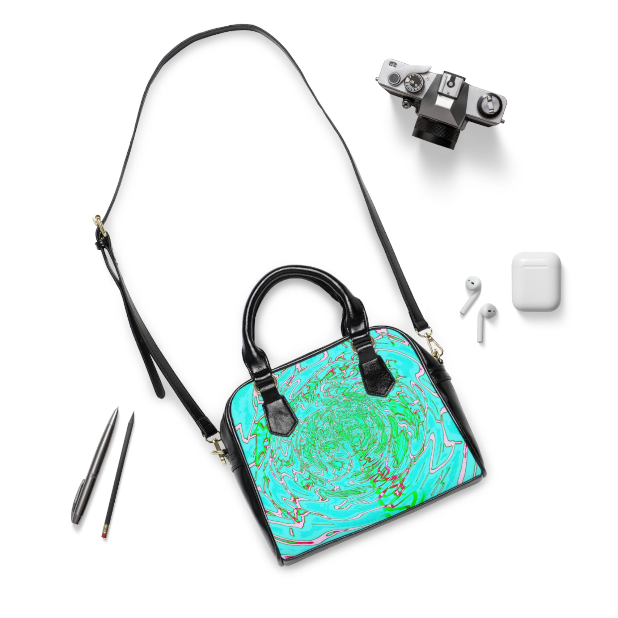 Mint Abstract Swirl Handbag | Pastel Aesthetic Shoulder Bag