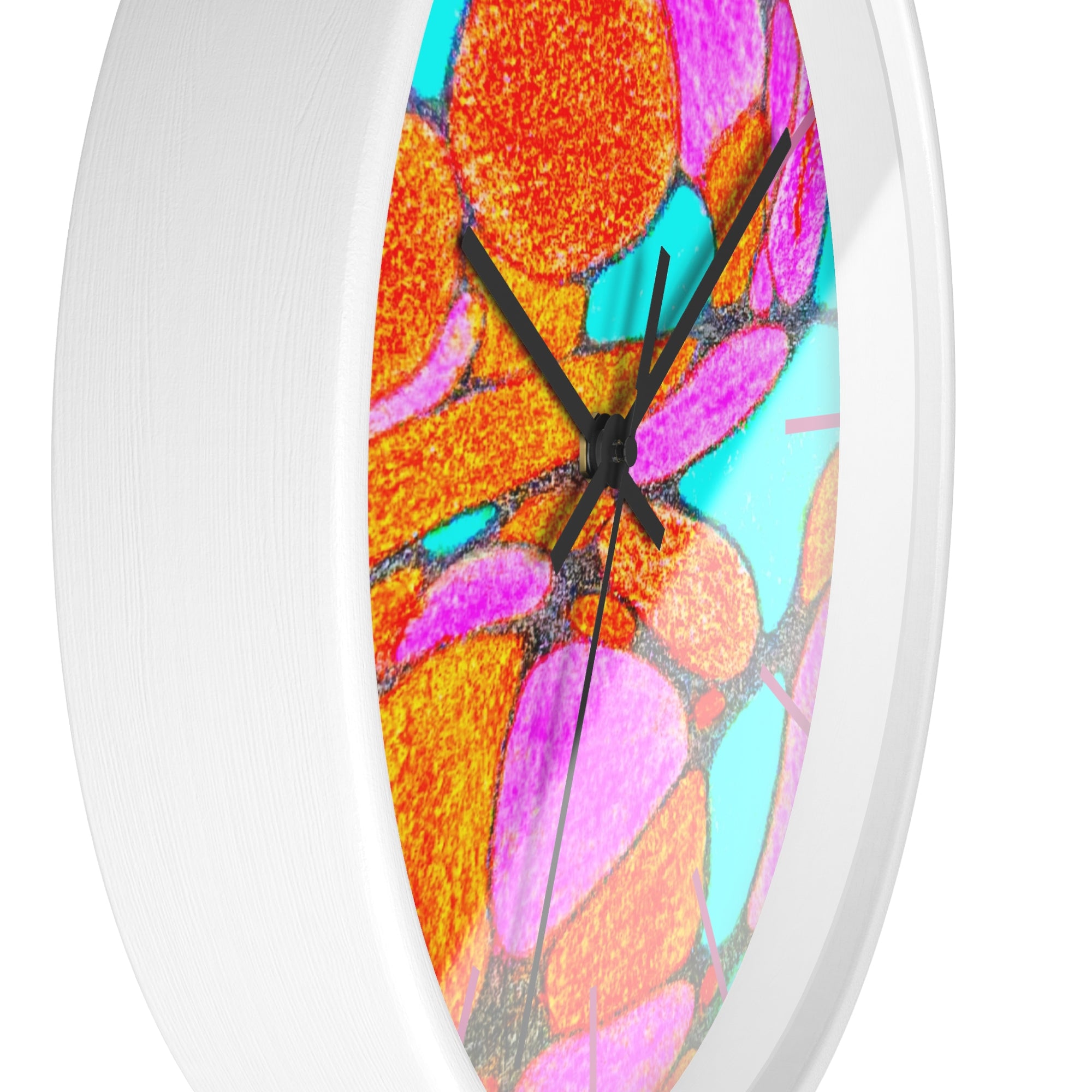 Abstract Pink Orange Teal Wall Clock | Modern Geometric Pop Art Decor | Silent Unique Gift