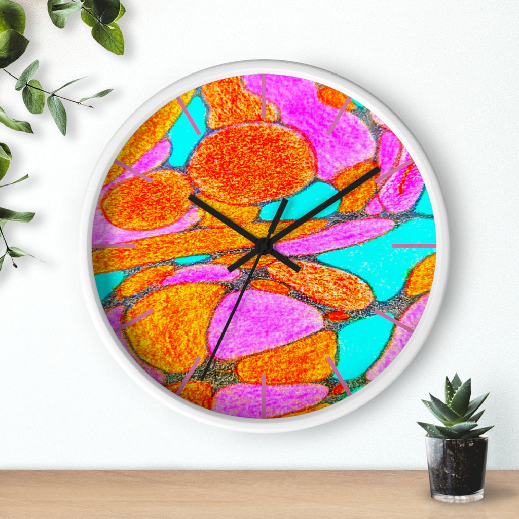 Abstract Pink Orange Teal Wall Clock | Modern Geometric Pop Art Decor | Silent Unique Gift