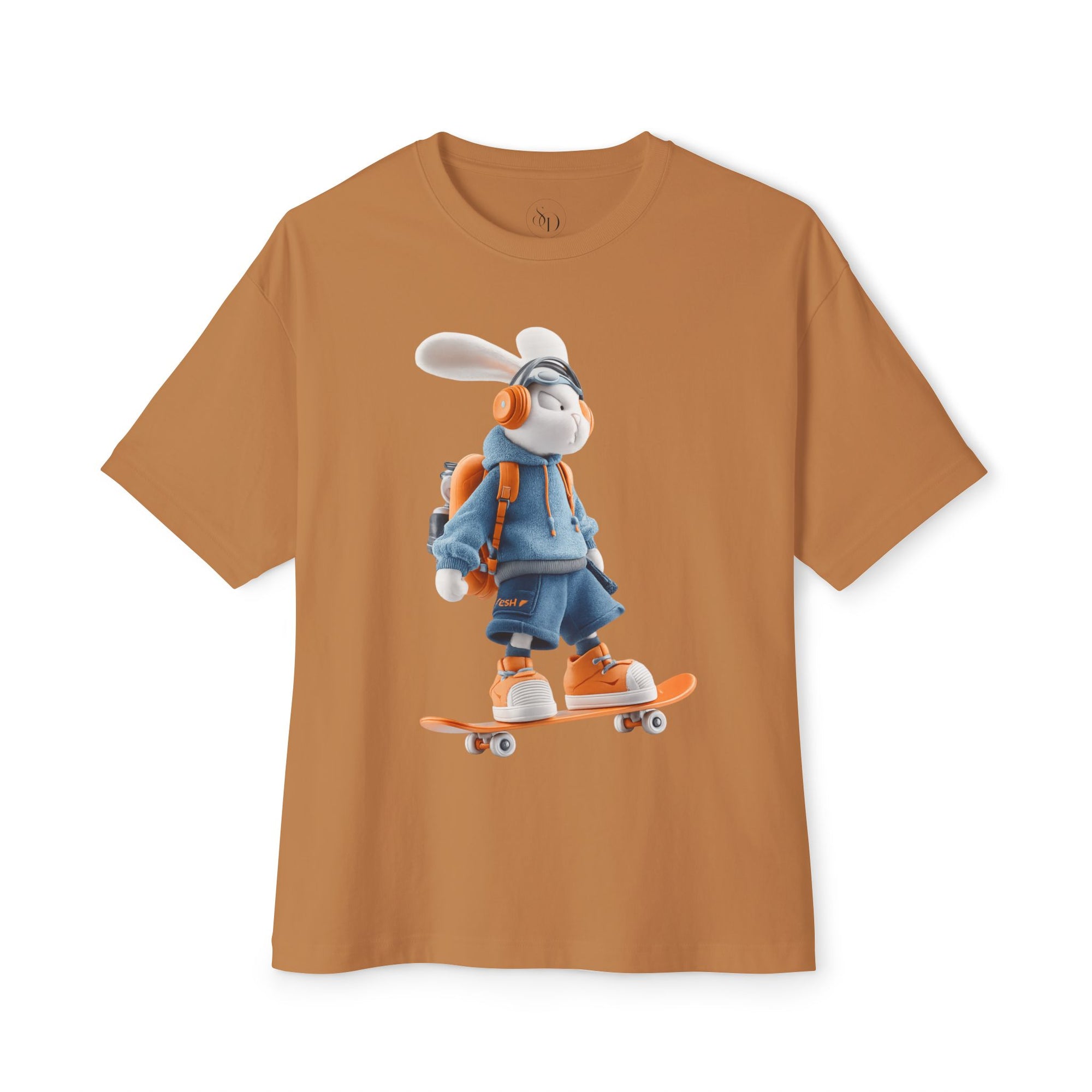 Oversized | Skateboarding Bunny Character Tee | Skateboard Cartoon T-Shirt
