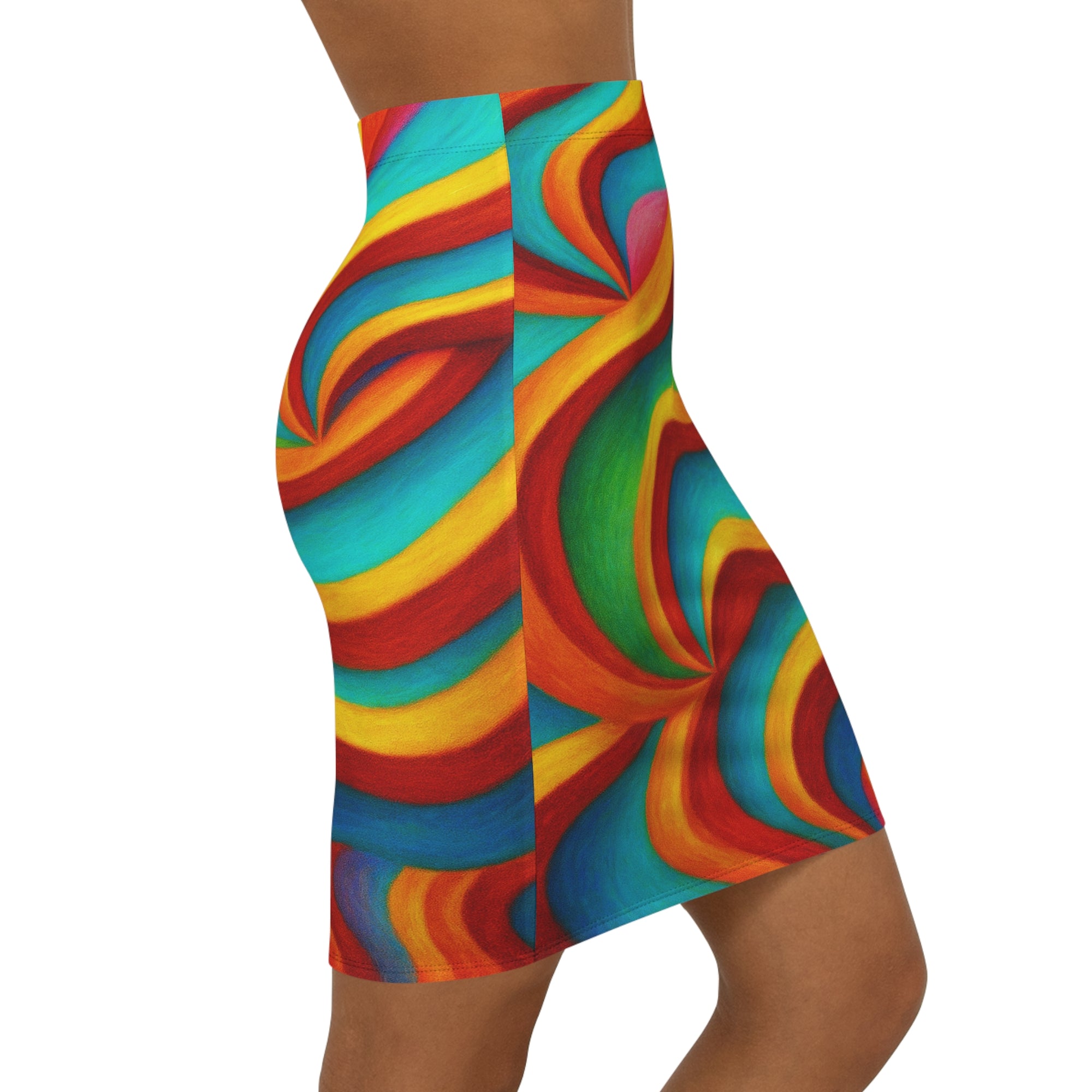 Colorful Swirl Mini Skirt | Abstract Art Bodycon | Creative Outfit