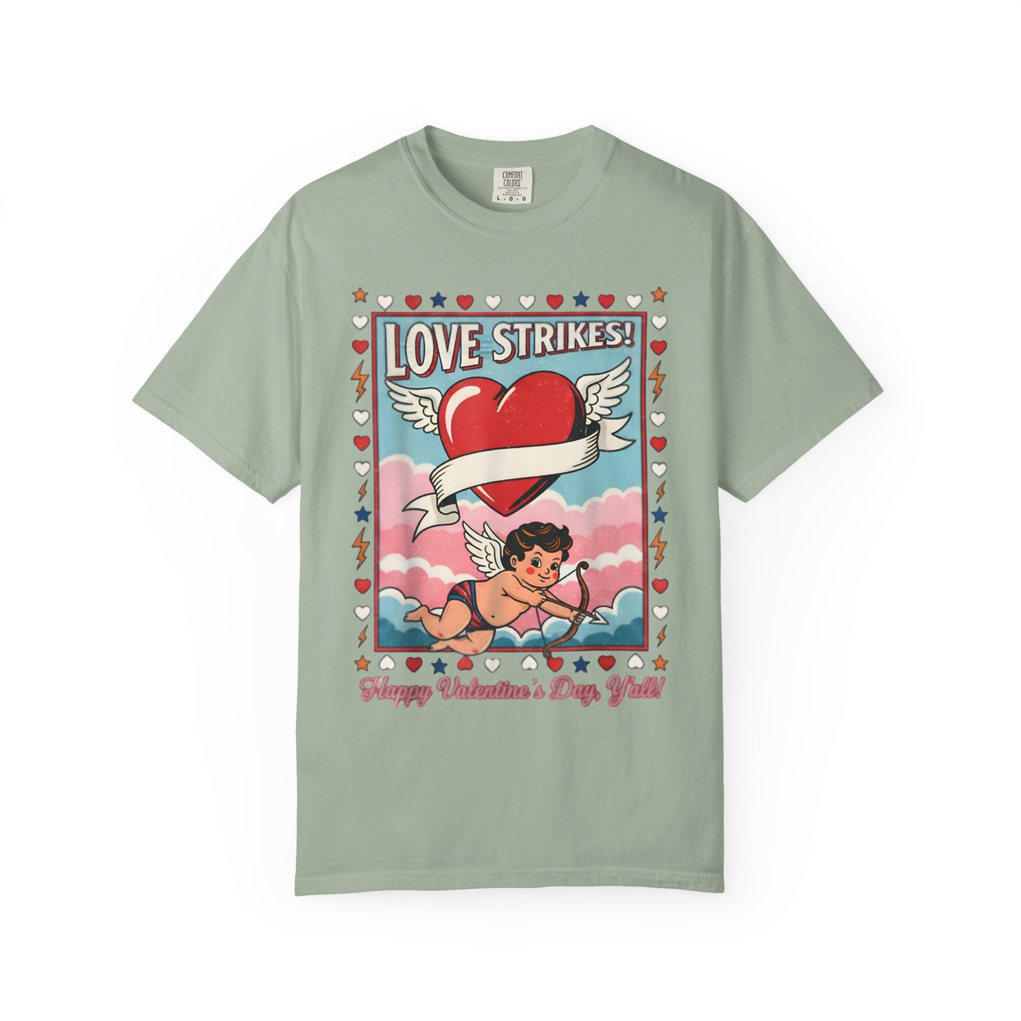 Love Strikes Cupid Heart T-Shirt | Valentine's Day Retro Graphic