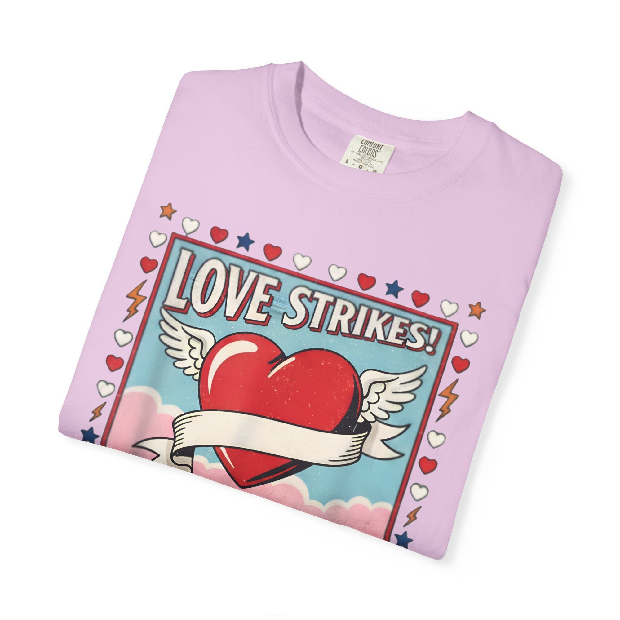 Love Strikes Cupid Heart T-Shirt | Valentine's Day Retro Graphic