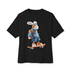 Oversized | Skateboarding Bunny Character Tee | Skateboard Cartoon T-Shirt