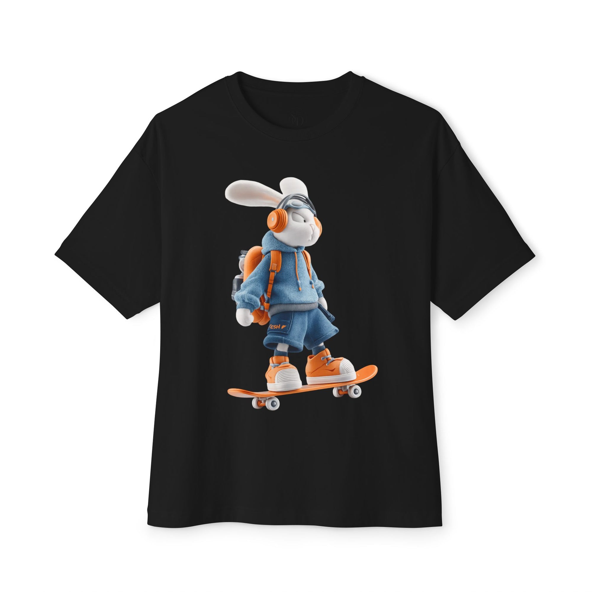 Oversized | Skateboarding Bunny Character Tee | Skateboard Cartoon T-Shirt