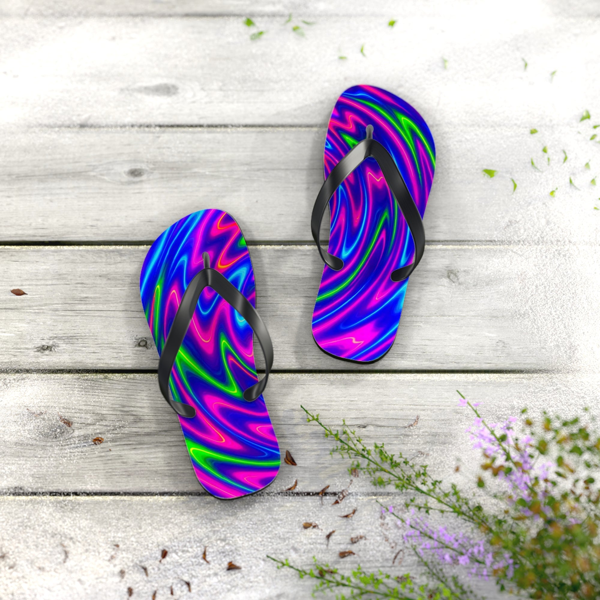 Vibrant Tie-Dye Flip Flops | Colorful Summer Beachwear