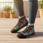 Mushroom Art High Top Sneakers | Colorful Trippy Shoes | Festival Fashion