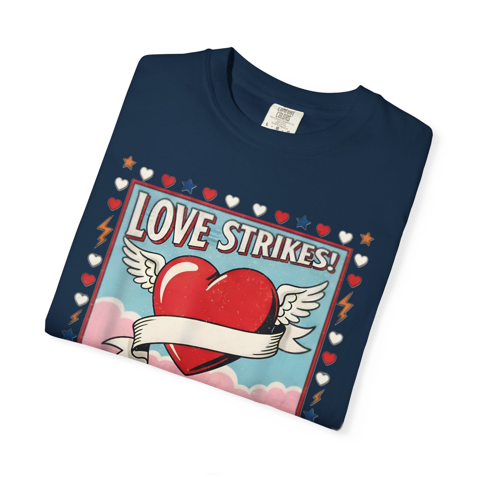 Love Strikes Cupid Heart T-Shirt | Valentine's Day Retro Graphic