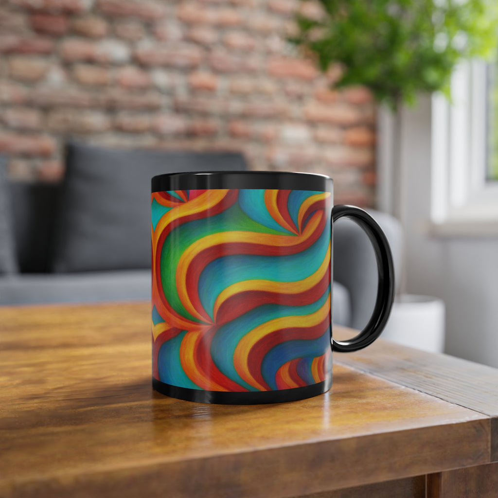 Retro Swirl Mug | Colorful Black Coffee Cup | Psychedelic Gift