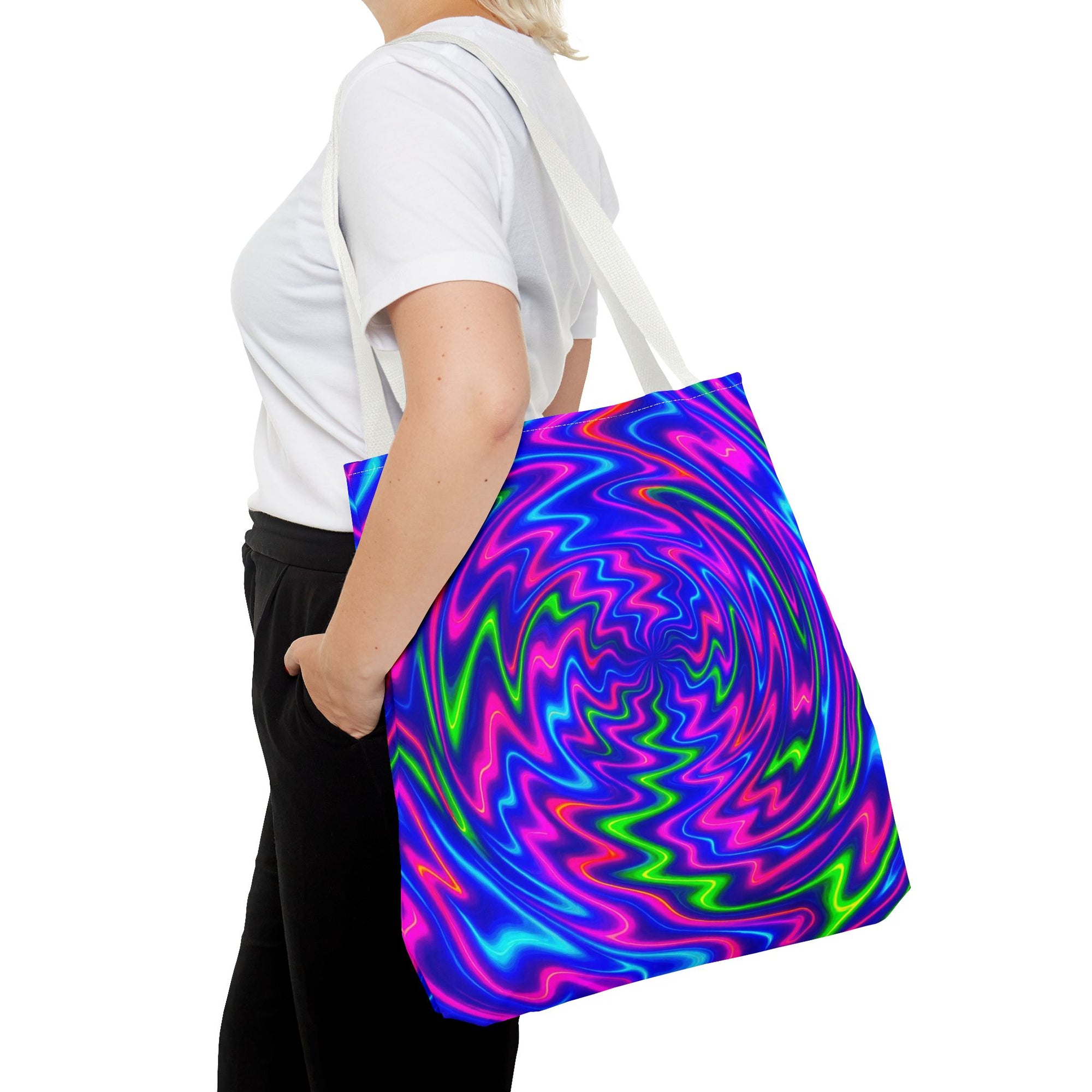 Vibrant Psychedelic Tote Bag, Boho Eco Shopping Bag, Colorful Gift Idea, Beach Bag, Art Bag, Festival Vibe