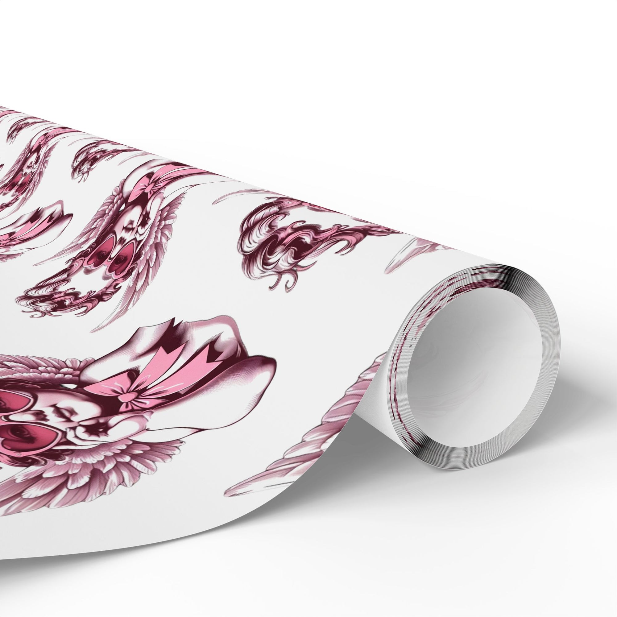 Valentines Day Wrapping Paper with Cherub Angels | Romantic Gift Wrap, Pink Angel Pattern