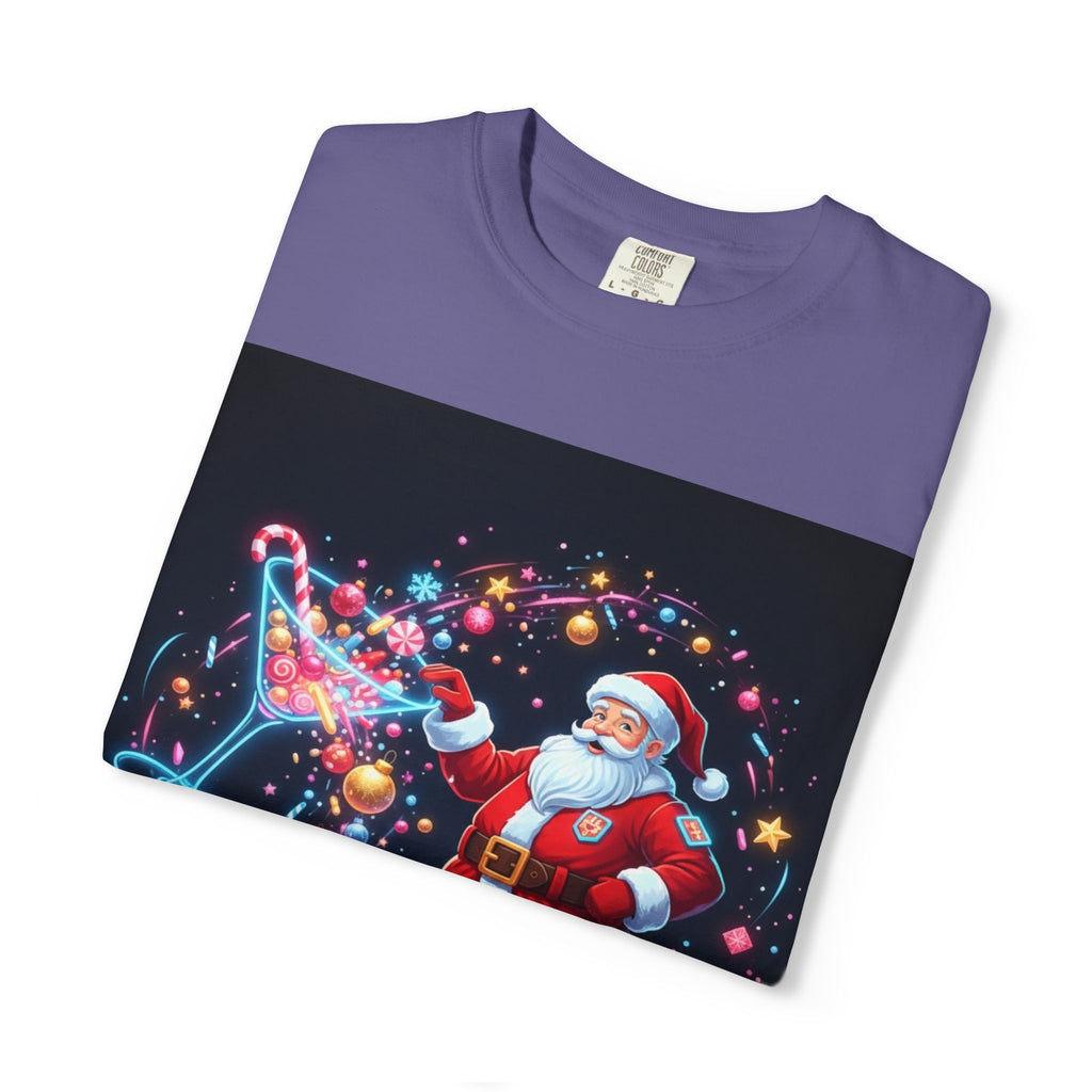 Santa Wizard Illustration T-Shirt | Neon Magical Christmas Tee