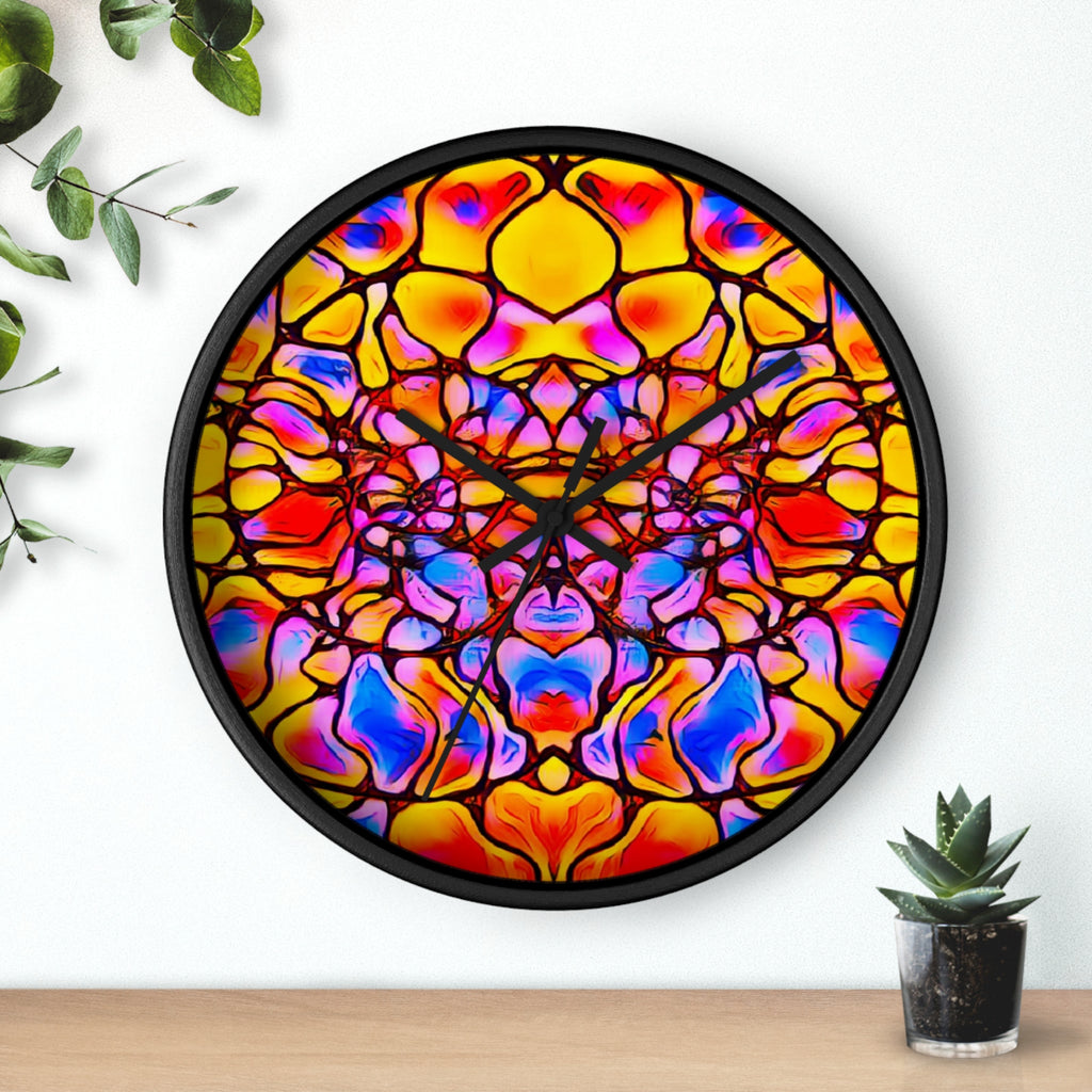 Stained Glass Kaleidoscope Wall Clock | Jewel Tone Abstract Home Decor | Silent Art Gift