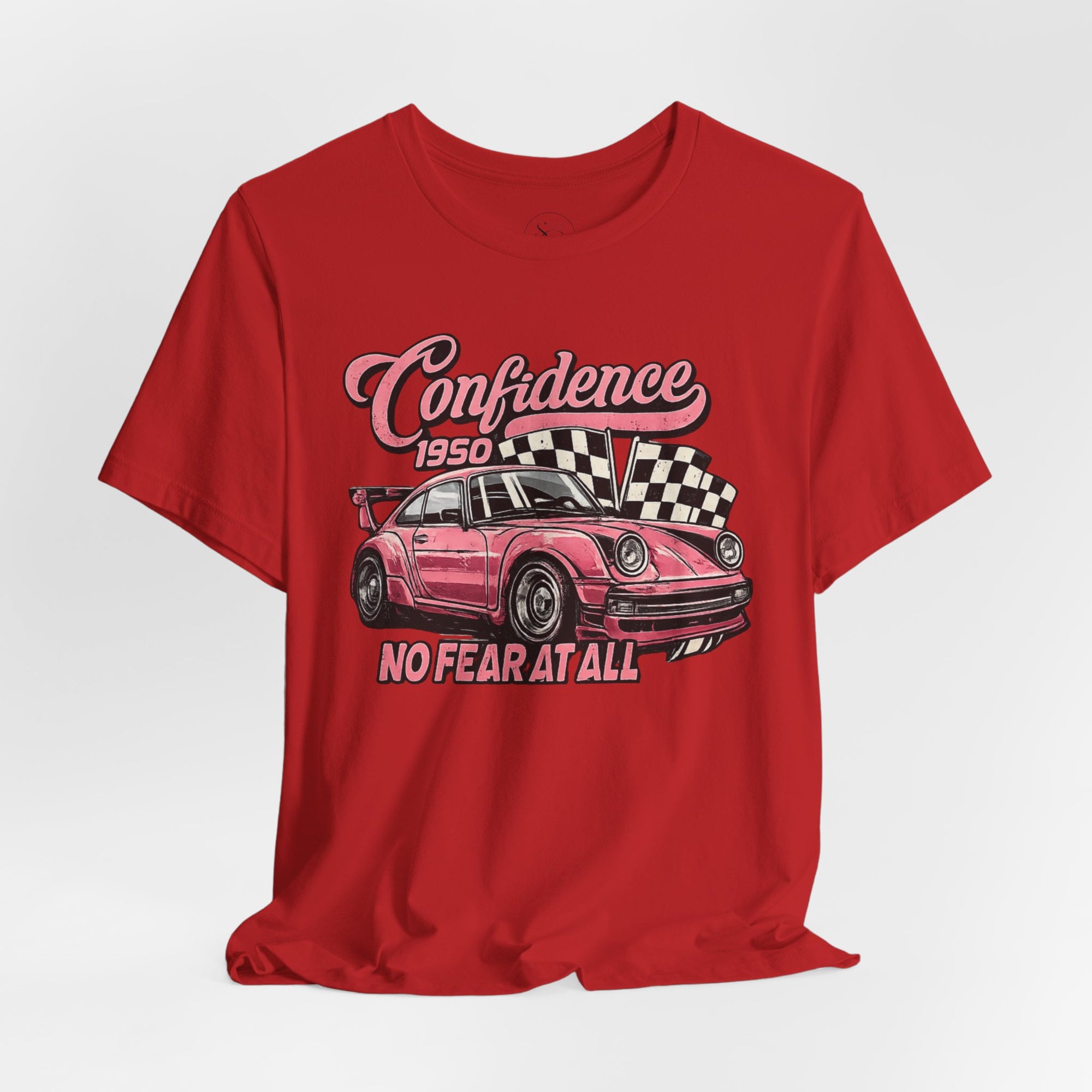 Vintage Pink Porsche 1950 Racing Tee | Confidence No Fear At All