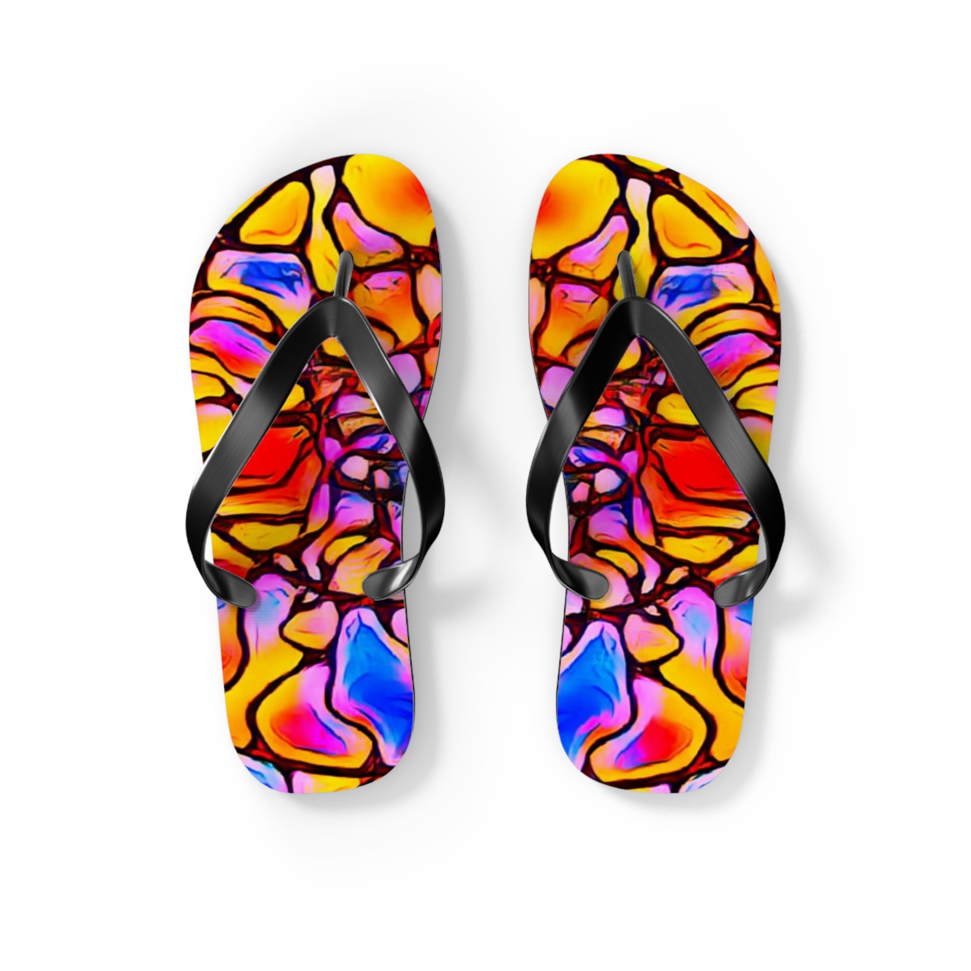 Vibrant Artistic Flip Flops | Colorful Summer Beach Sandals