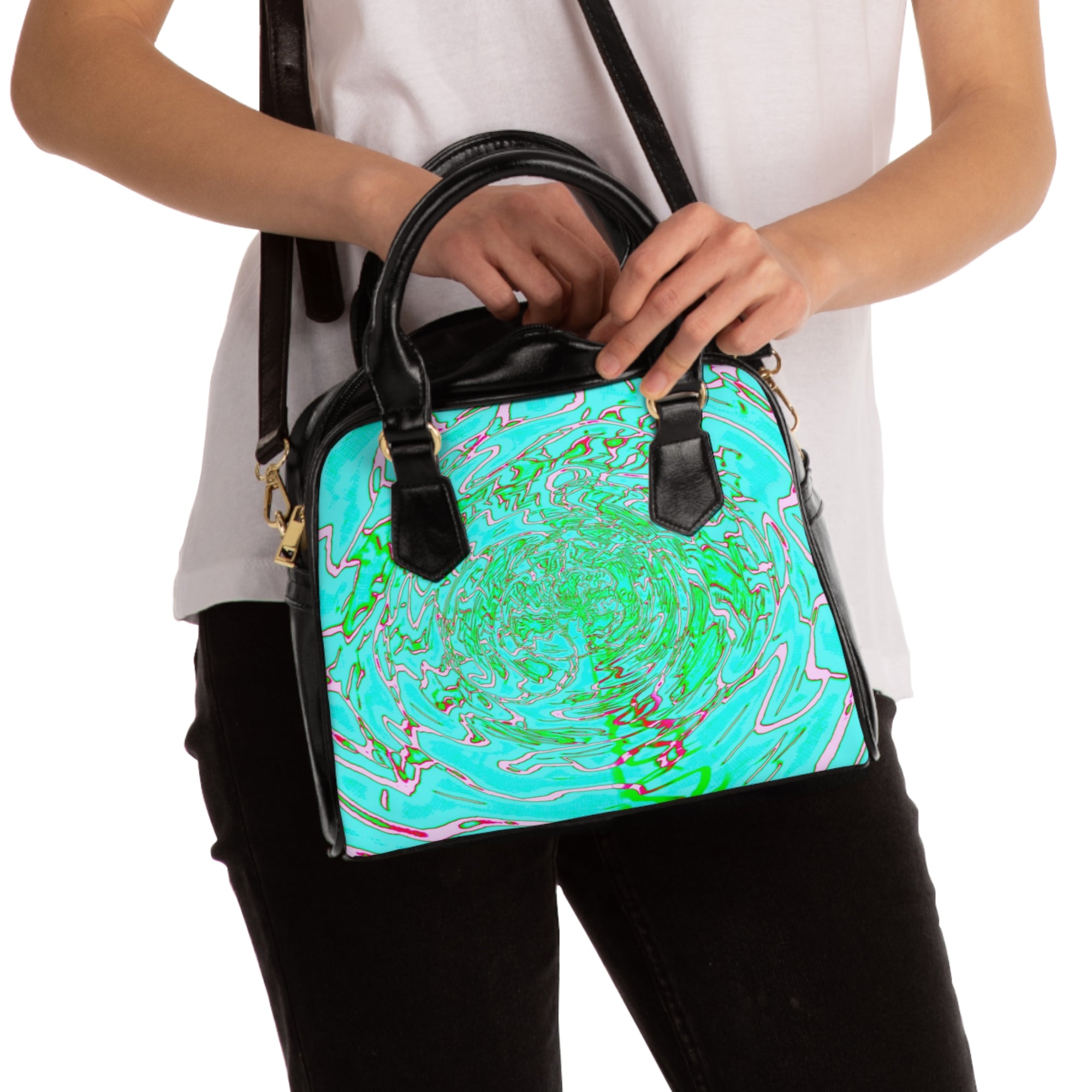 Mint Abstract Swirl Handbag | Pastel Aesthetic Shoulder Bag