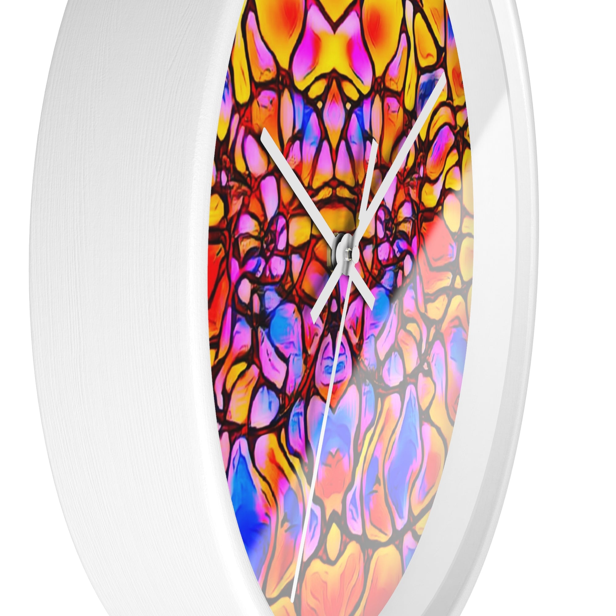 Kaleidoscope Wall Clock | Colorful Stained Glass Clock | Artistic Home Decor