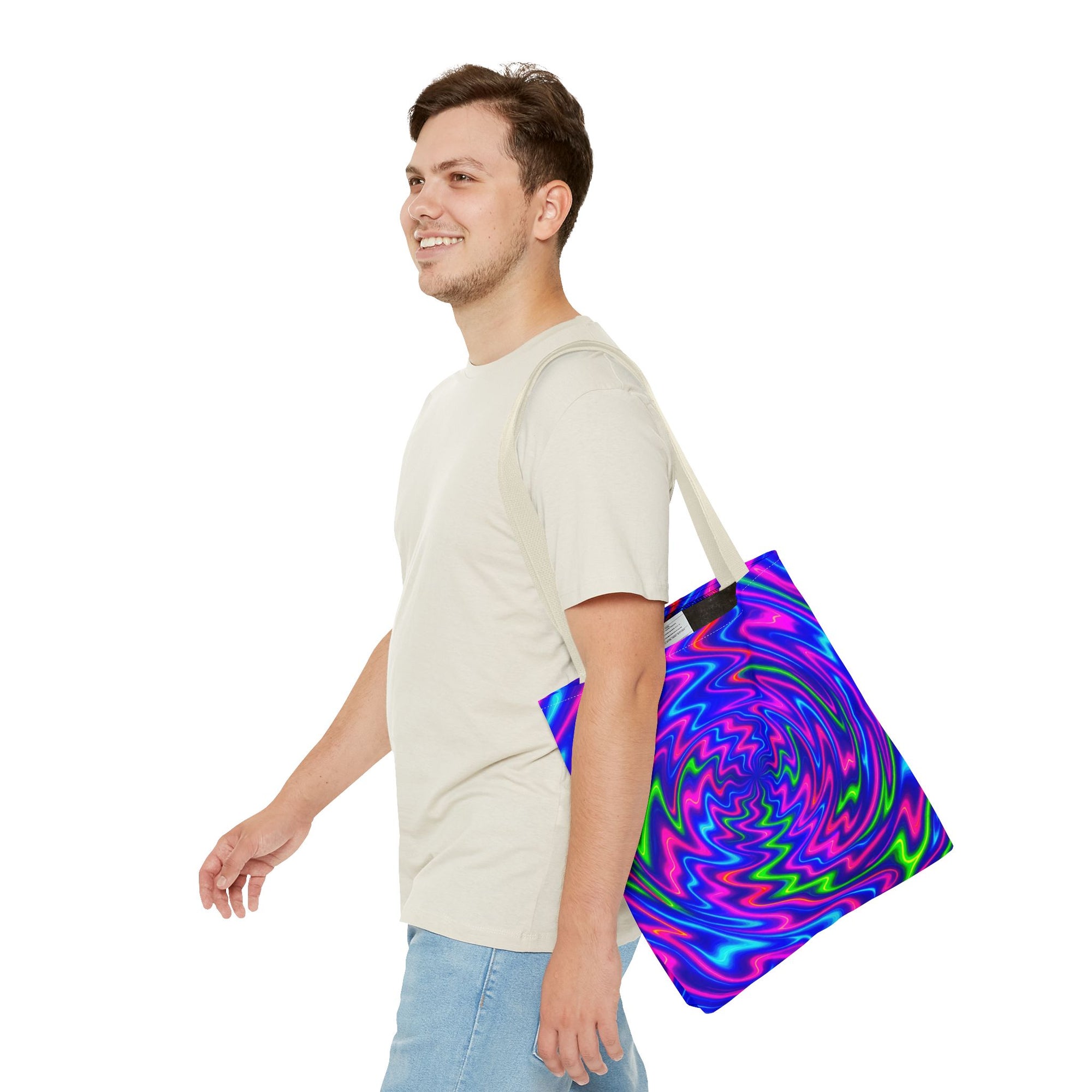 Neon Psychedelic Tote | Colorful Swirl Art Bag