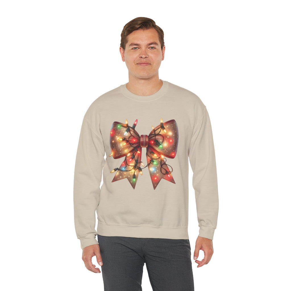 Christmas Bow Sweatshirt | Holiday Lights Crewneck