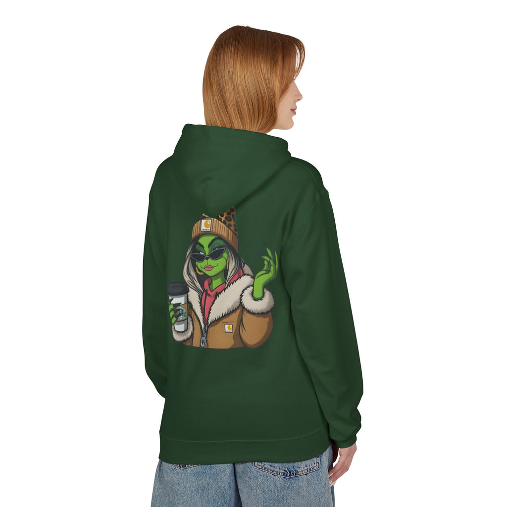 Sassy Grinch Girl Coffee Hoodie | Cozy Alien Winter Sweater | Funny Christmas Gift