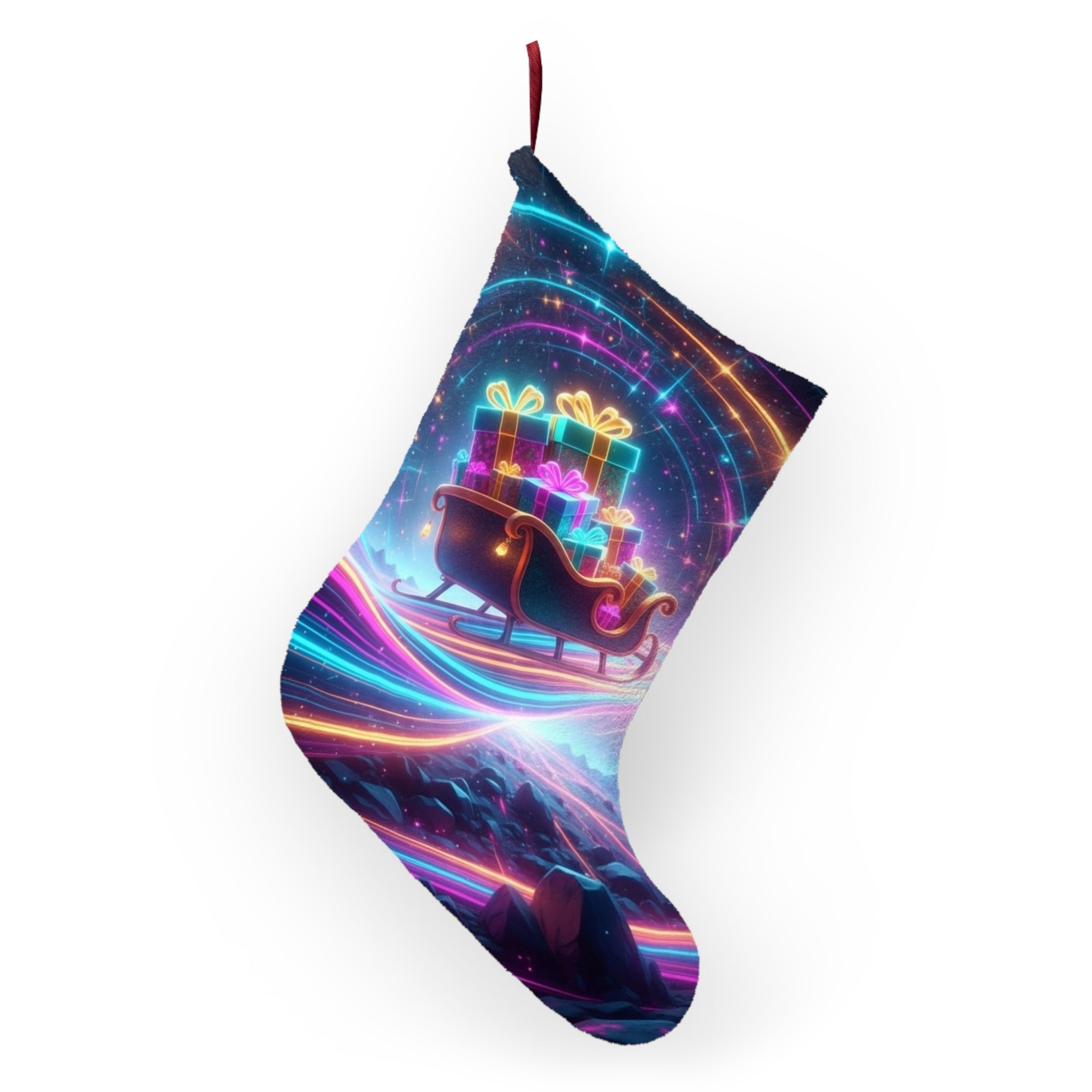 Neon Santa Sleigh Christmas Style Artwork