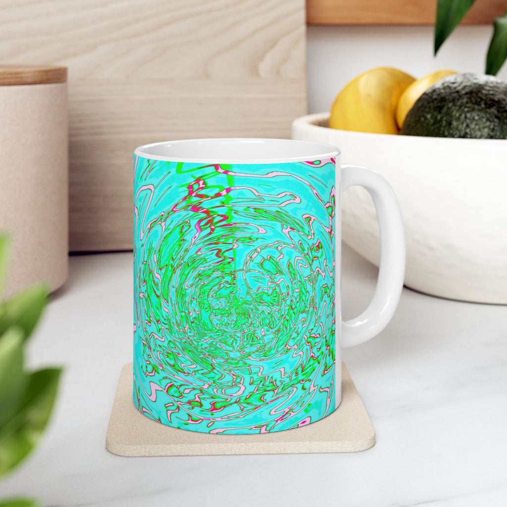 Green Abstract Mug | Modern Ceramic Coffee Cup | Nature Inspired Gift