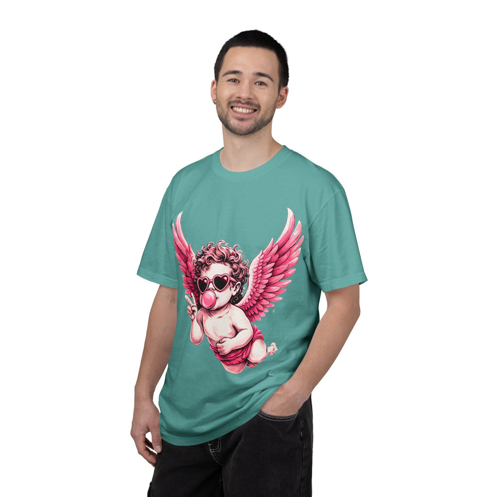 Pink Cherub Angel bubblegum sunglasses T-Shirt | Cupid winged baby graphic