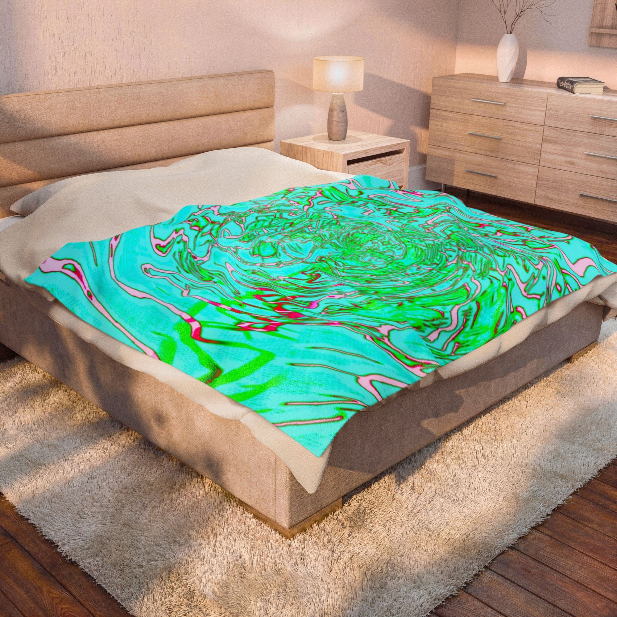 Watercolor Plush Blanket | Colorful Velveteen Throw | Cozy Home Decor