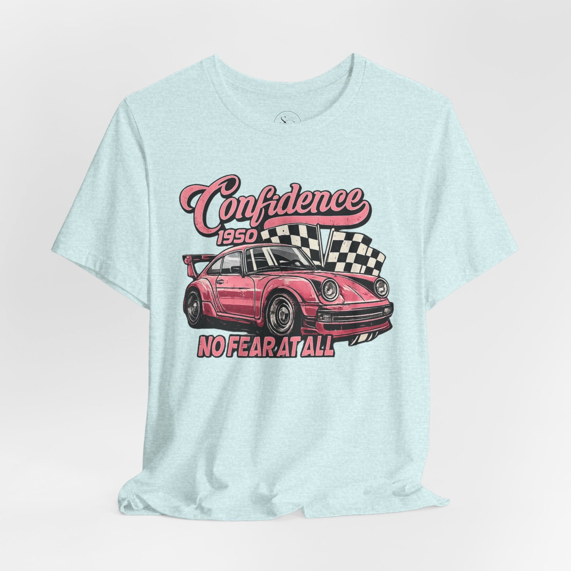 Vintage Pink Porsche 1950 Racing Tee | Confidence No Fear At All