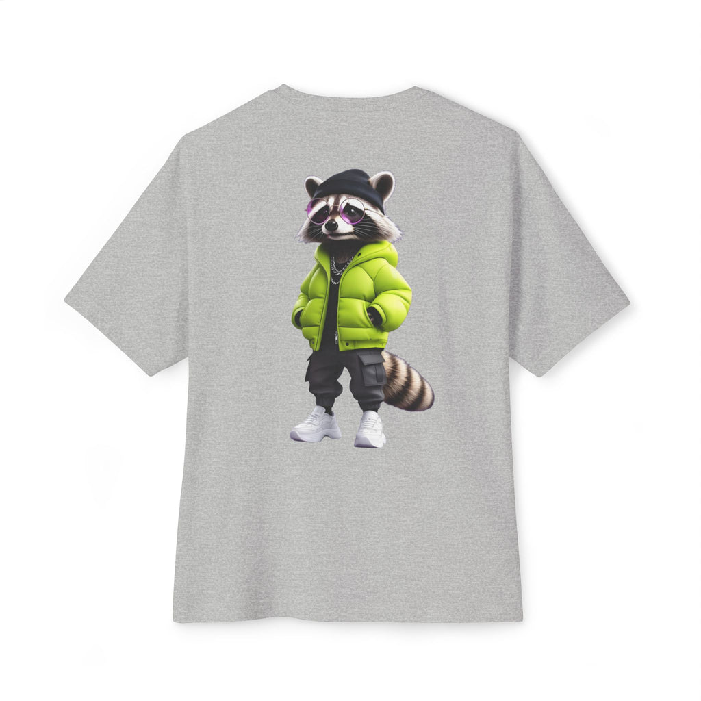 Raccoon Streetwear Tee — Cool Green Puffer Jacket Graphic Shirt